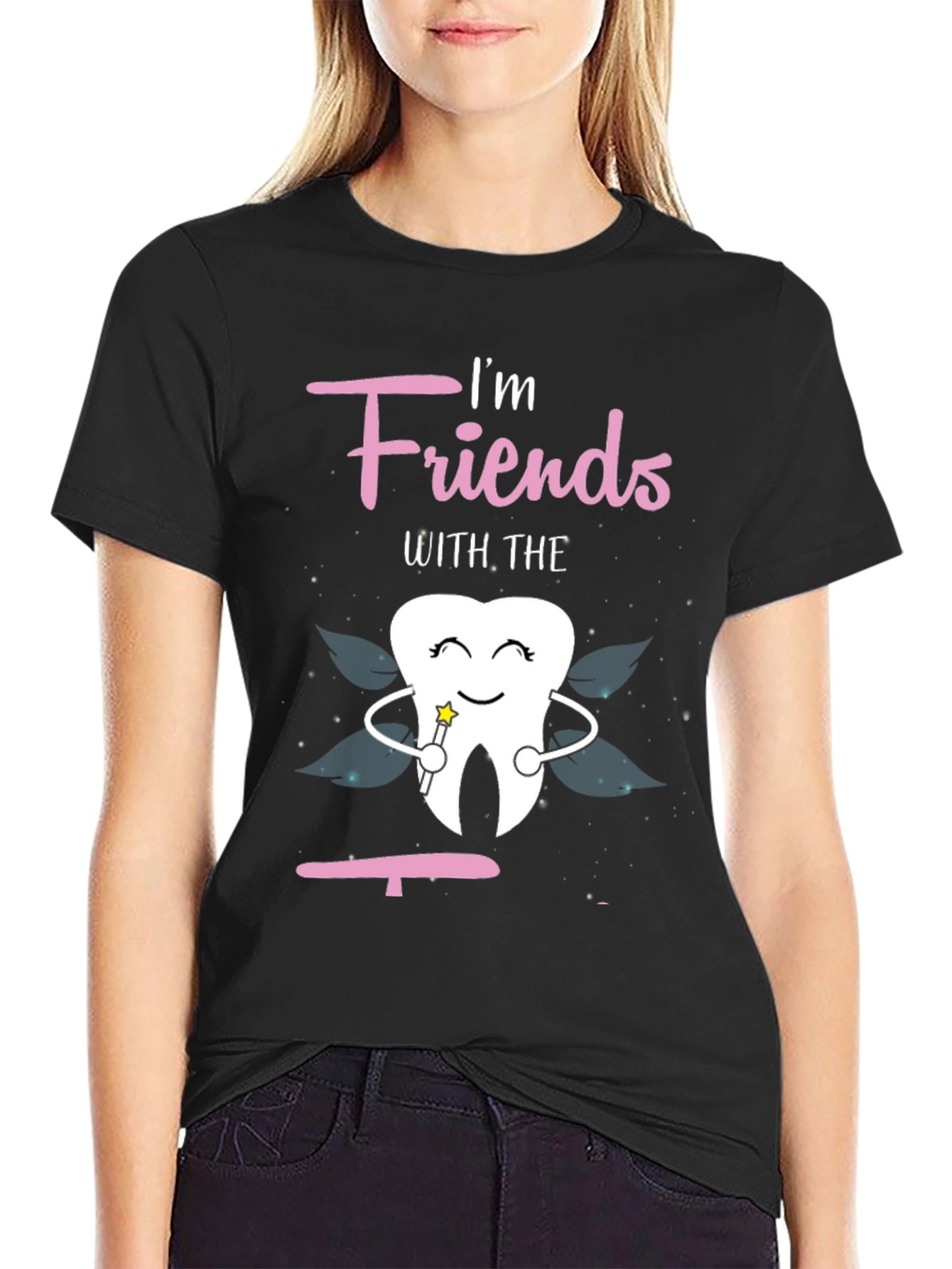 Black I'm Friends With The Tooth Fairy Graphic T-Shirt view 2