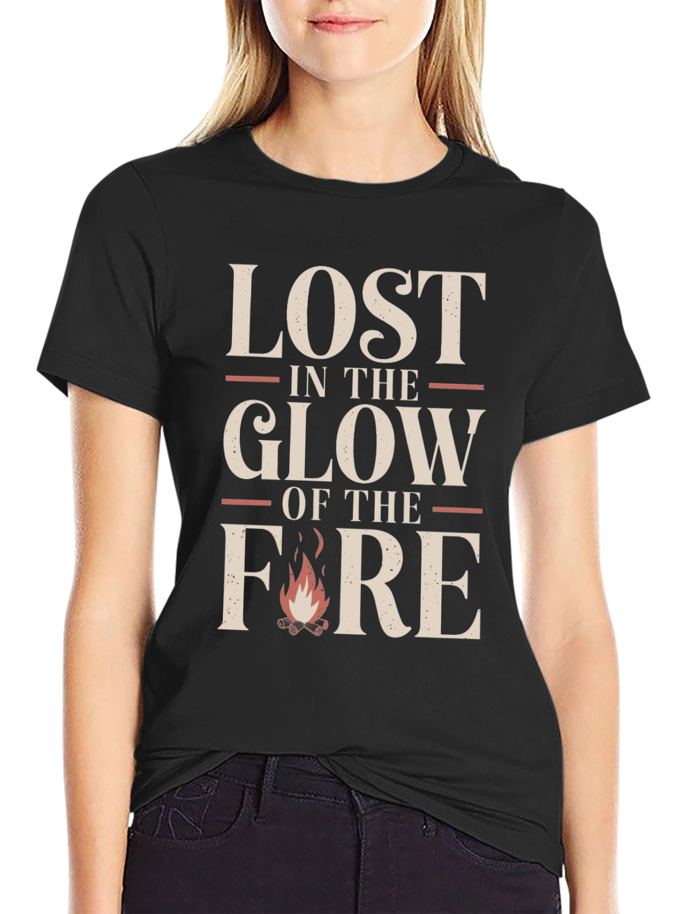 Black Lost in the Glow of the Fire Graphic Tee view 2