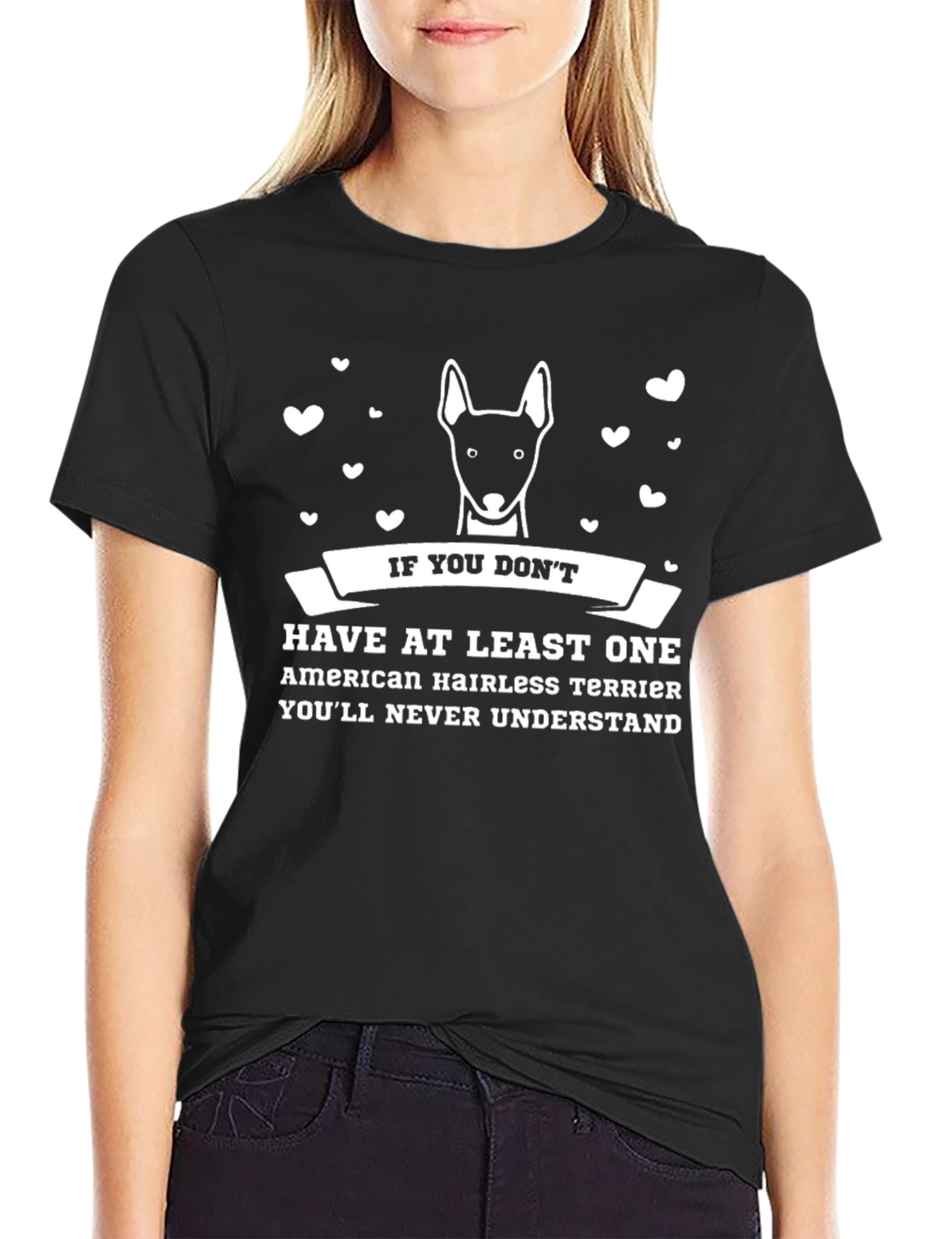 Black American Hairless Terrier T-Shirt view 2