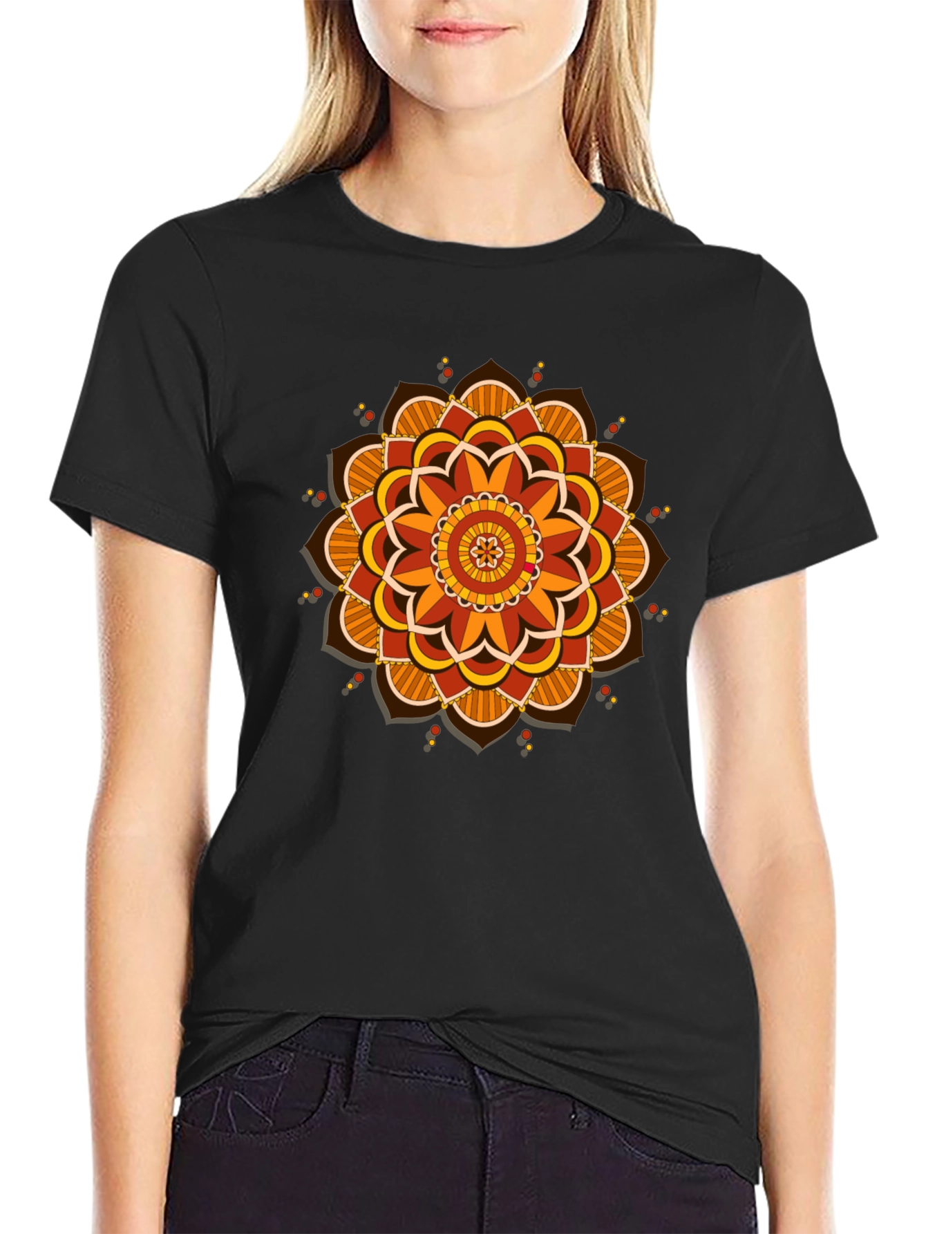 Black Mandala Graphic Tee - Black Cotton Blend view 2