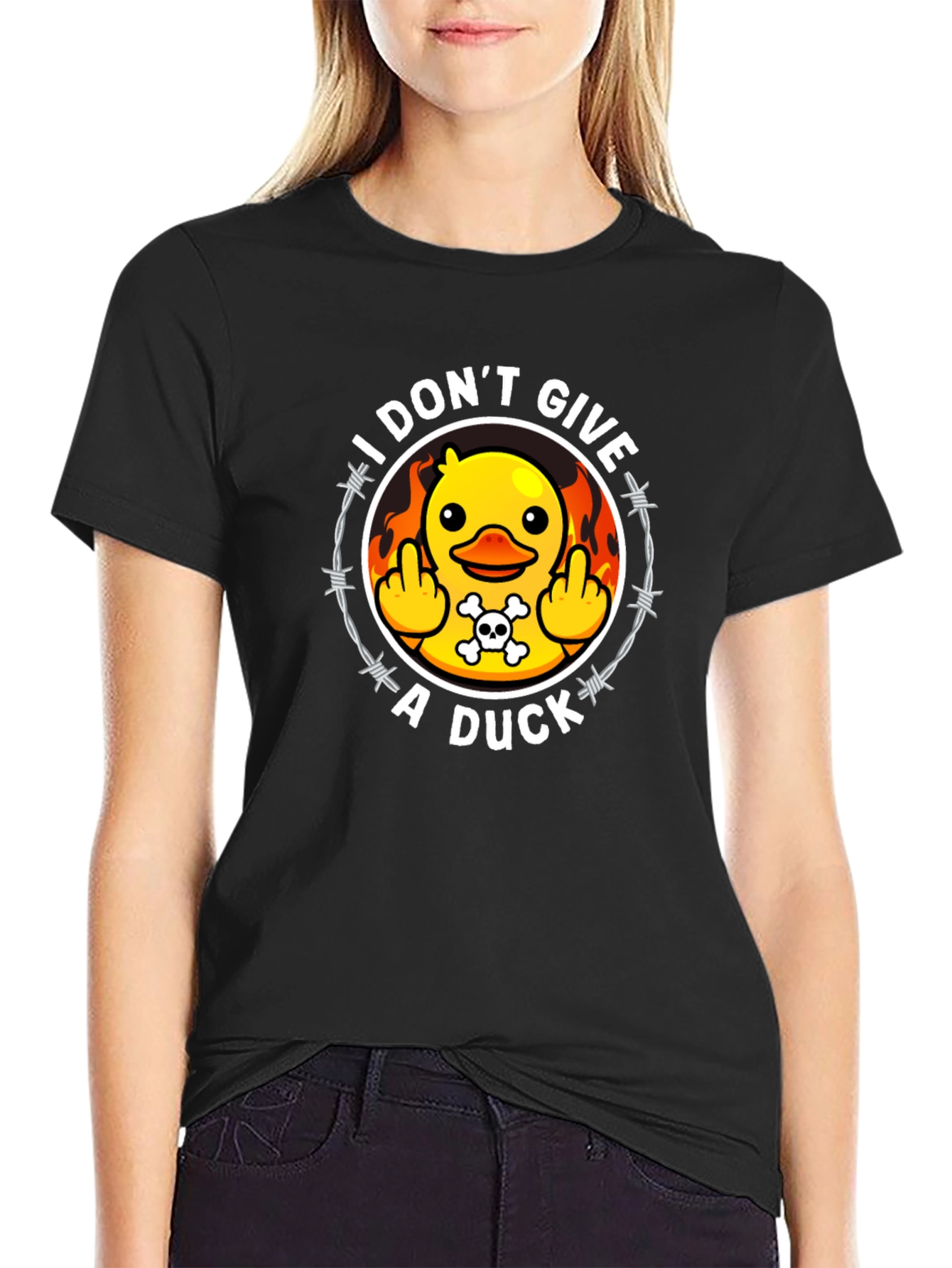 Black I Don't Give a Duck Graphic T-Shirt view 2