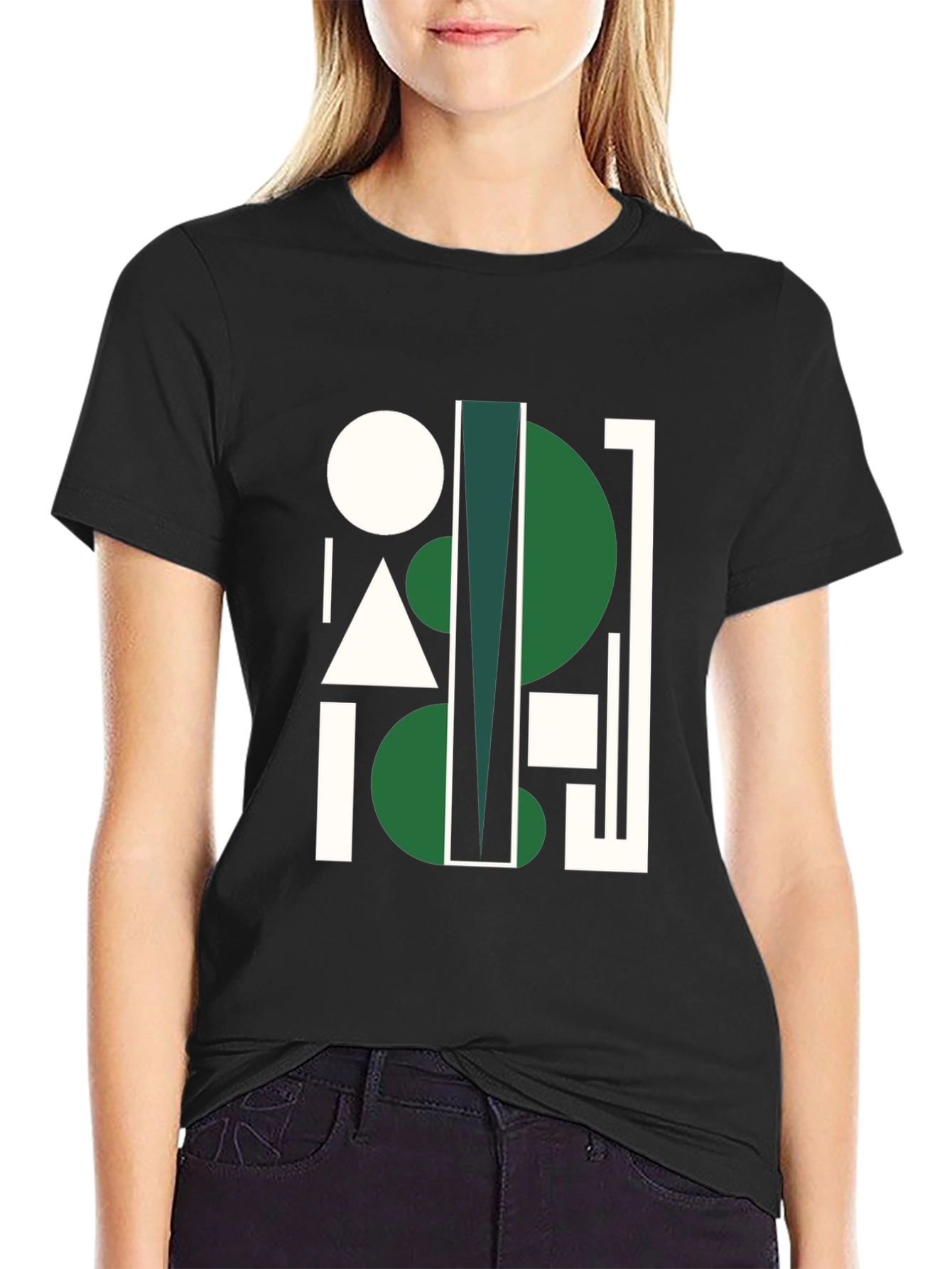Black Geometric Abstract Black Graphic Tee view 2