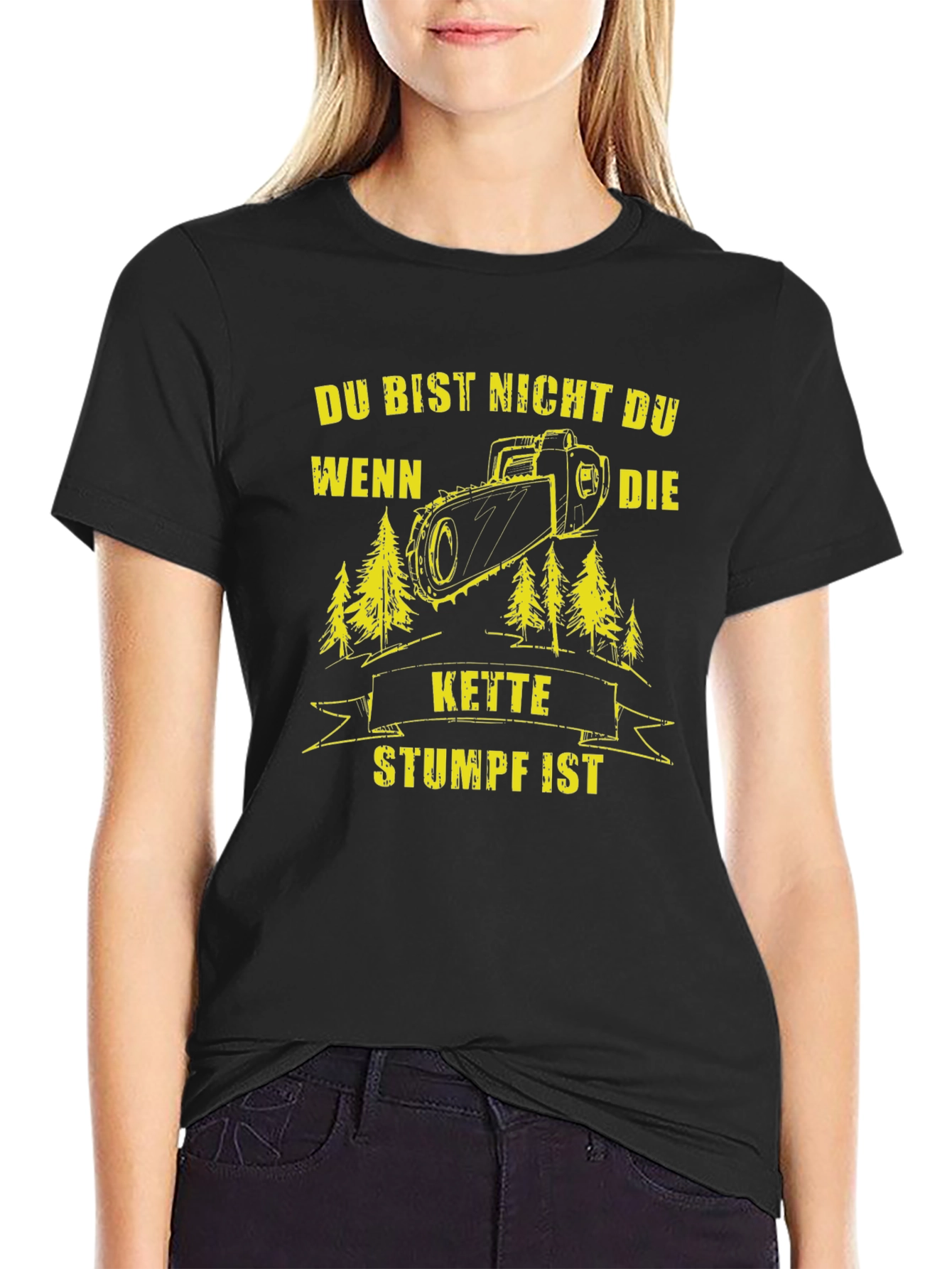 Black Du Bist Nicht Du T-Shirt: Lumberjack Chainsaw Graphic Tee view 2