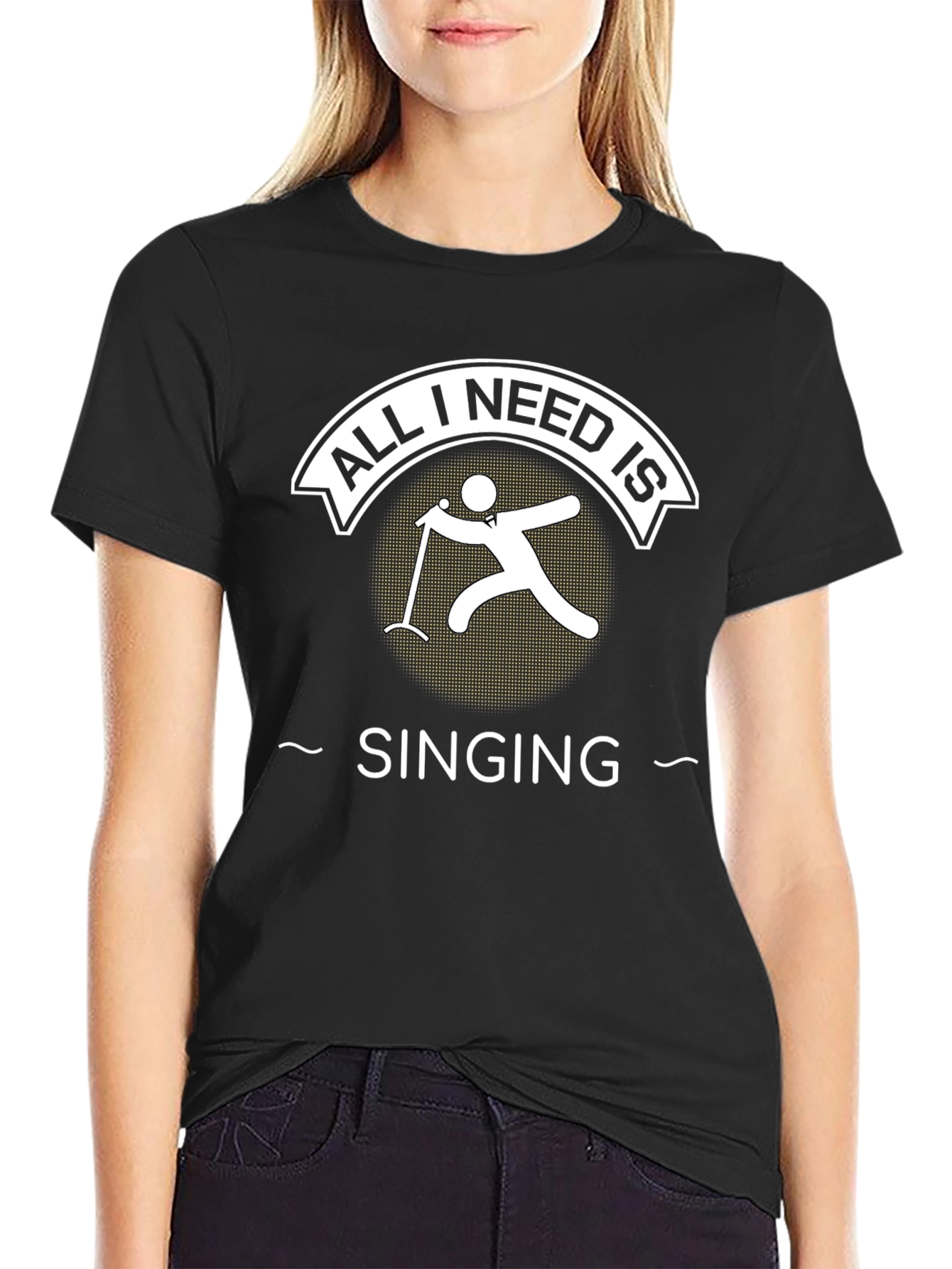 Black All I Need is Singing T-Shirt, Singer Tee view 2