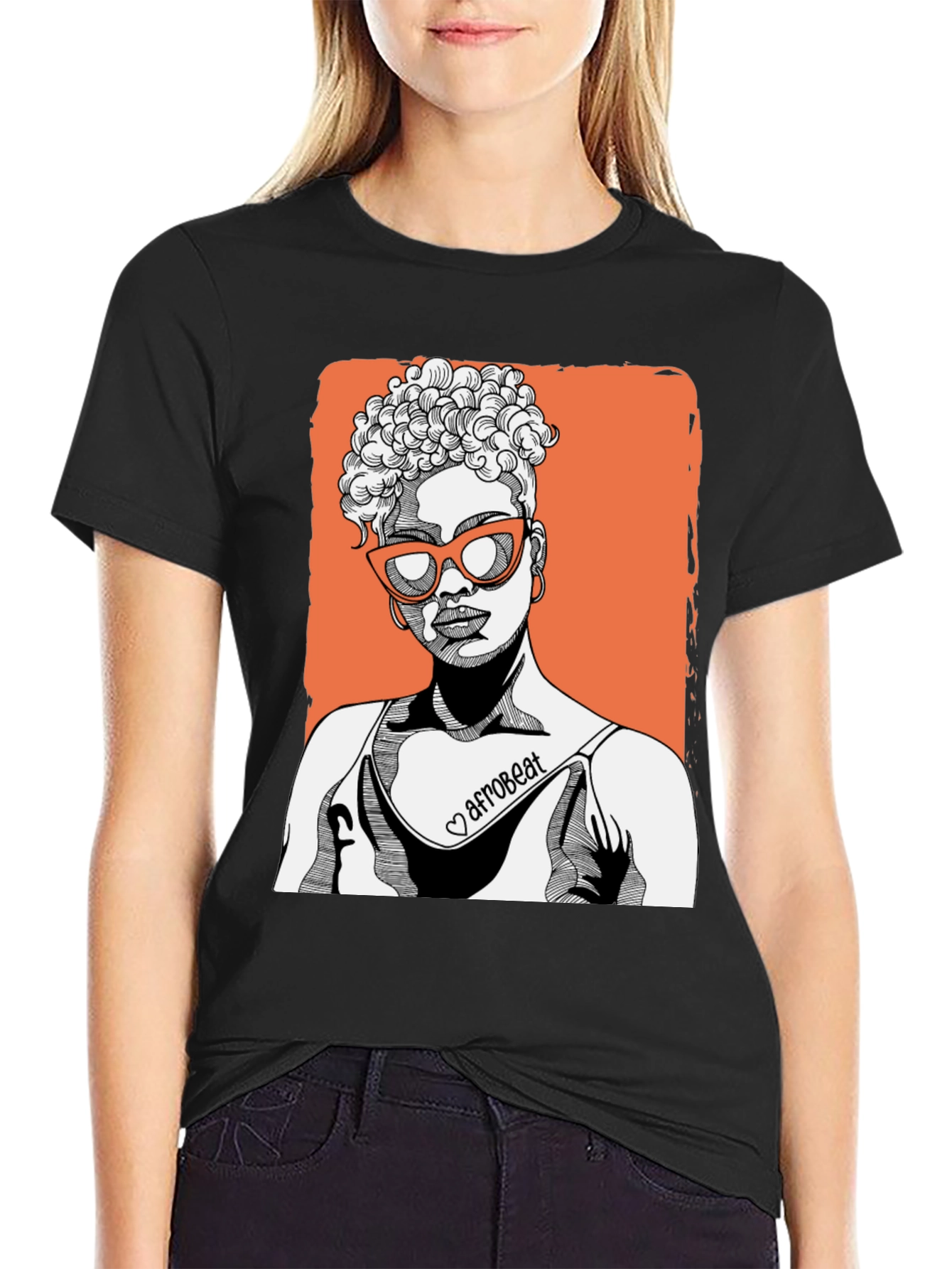 Black Afrobeat Woman Graphic T-Shirt - Stylish Casual Tee view 2