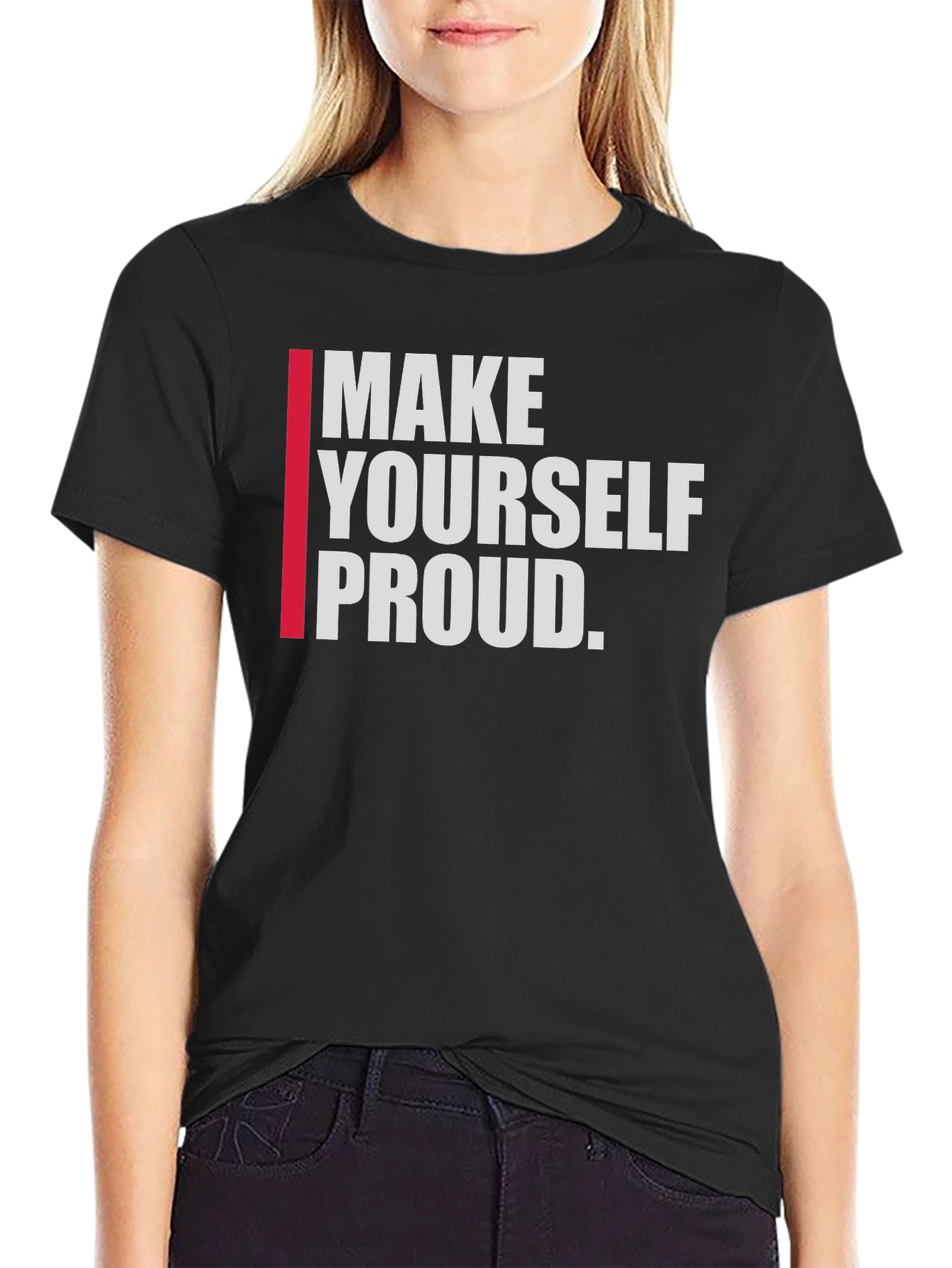 Black Motivational "Make Yourself Proud" Graphic Tee view 2