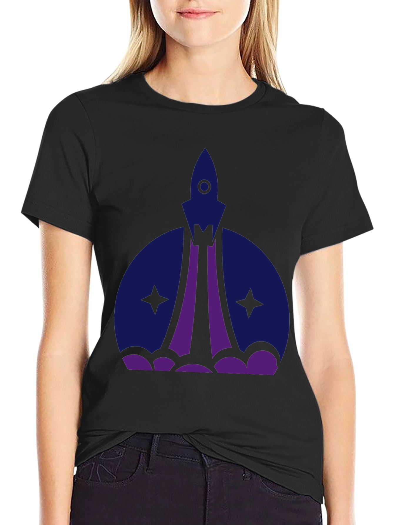 Black Rocket Launch Graphic Tee - Black Unisex Shirt view 2