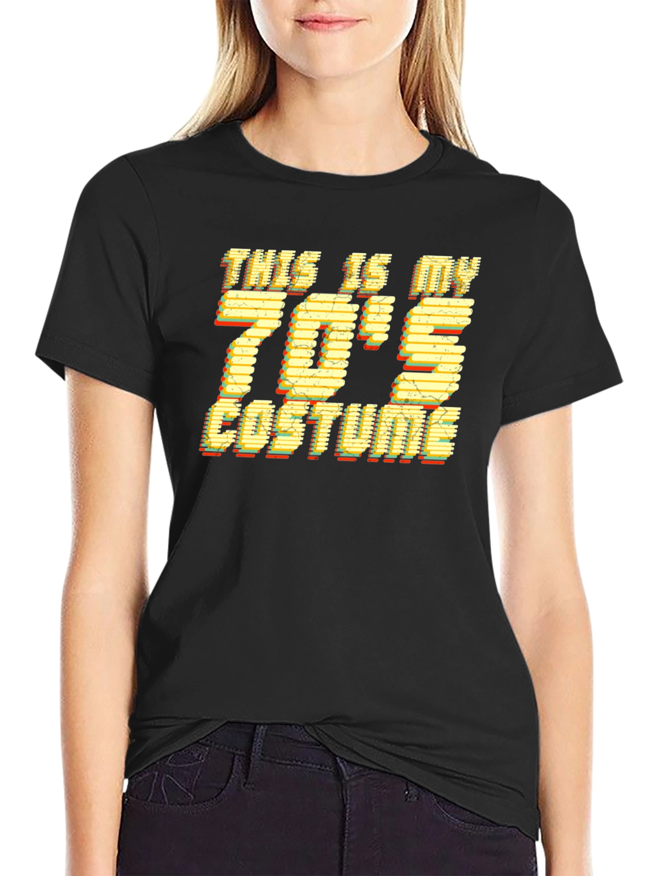 Black Retro 70's Costume T-Shirt view 2