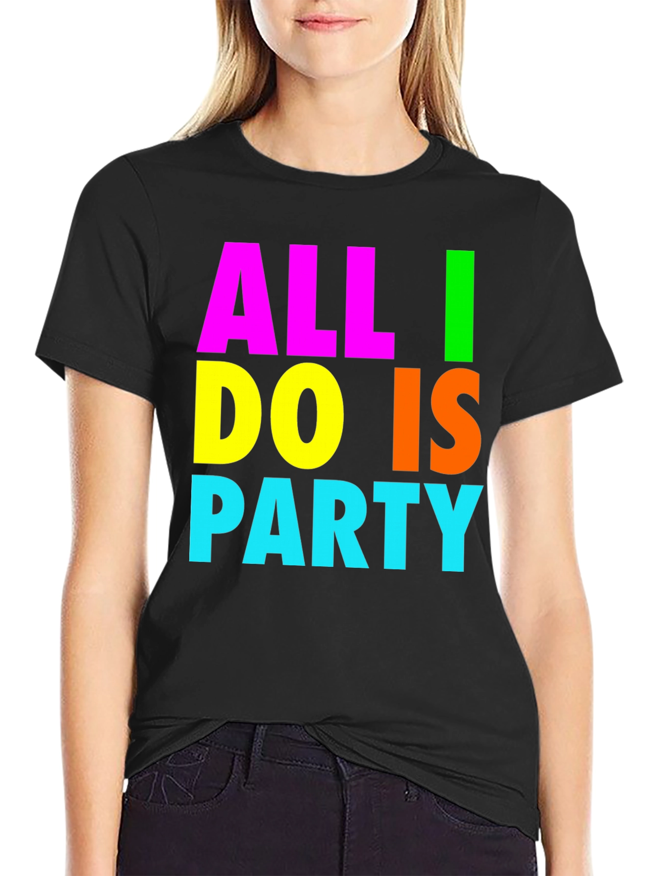 Black All I Do Is Party Graphic Tee - Bold & Fun! view 2