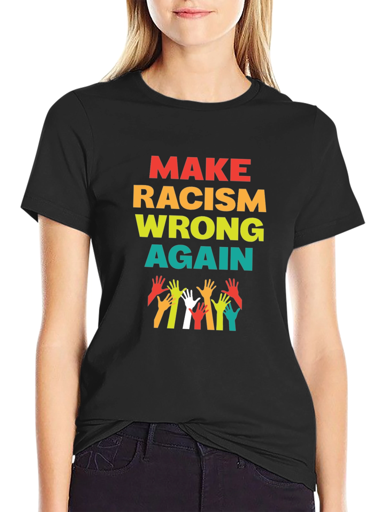 Black Make Racism Wrong Again Graphic Tee view 2