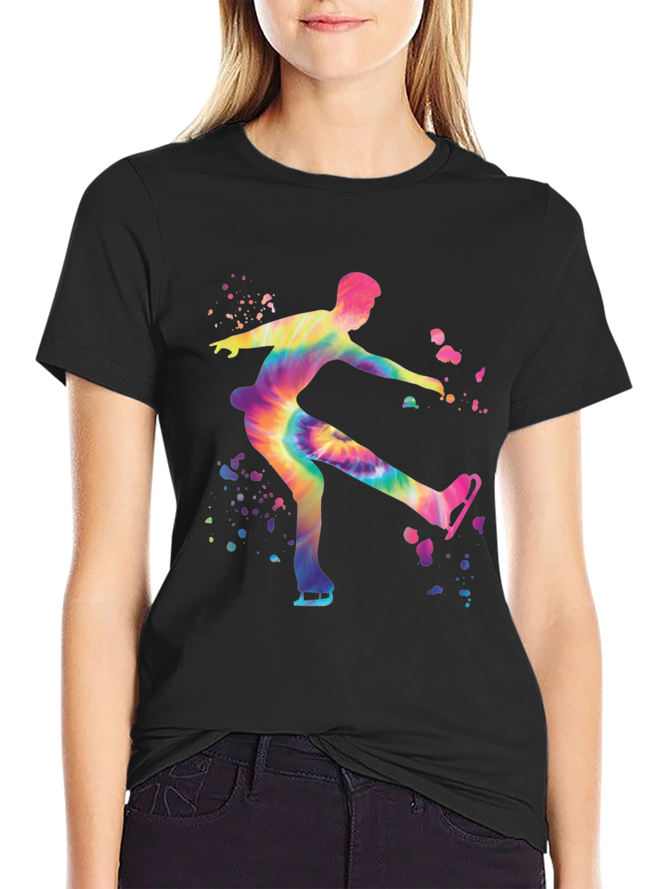 Black Tie-Dye Ice Skater Graphic Tee view 2