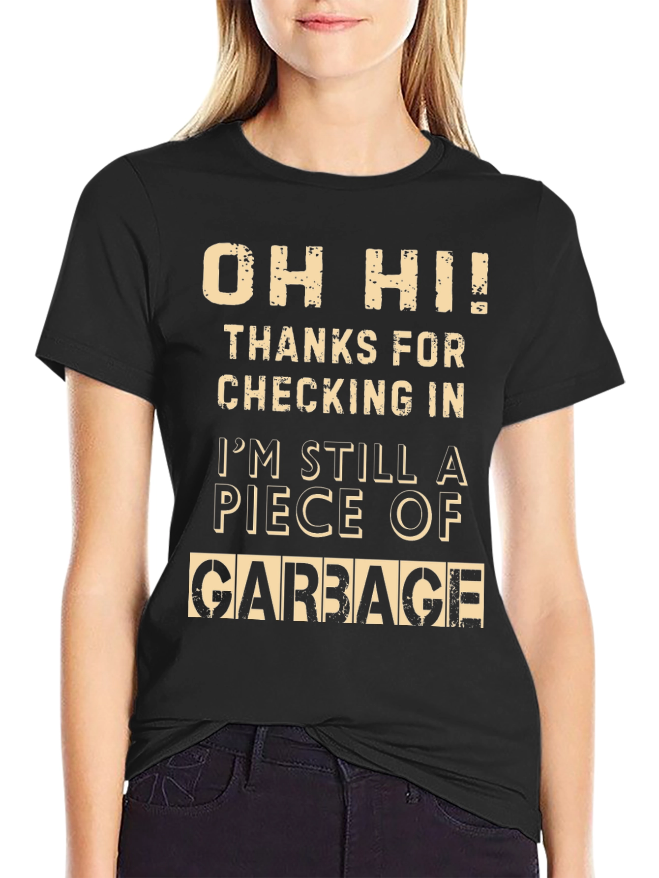 Black Funny "Piece of Garbage" Graphic Tee - Novelty Humor T-Shirt view 2