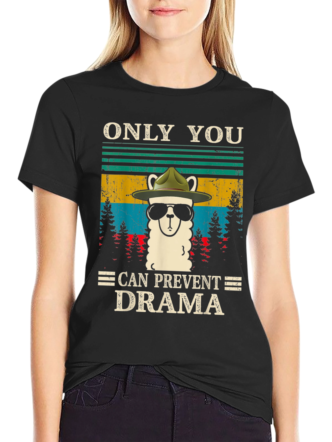 Black Llama Drama Prevention Graphic Tee view 2