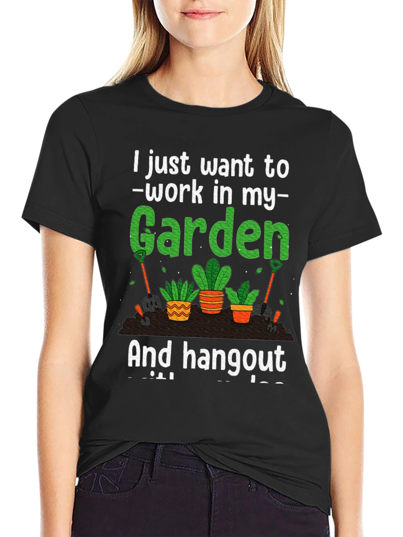 Black Gardening T-Shirt: Work In My Garden view 2