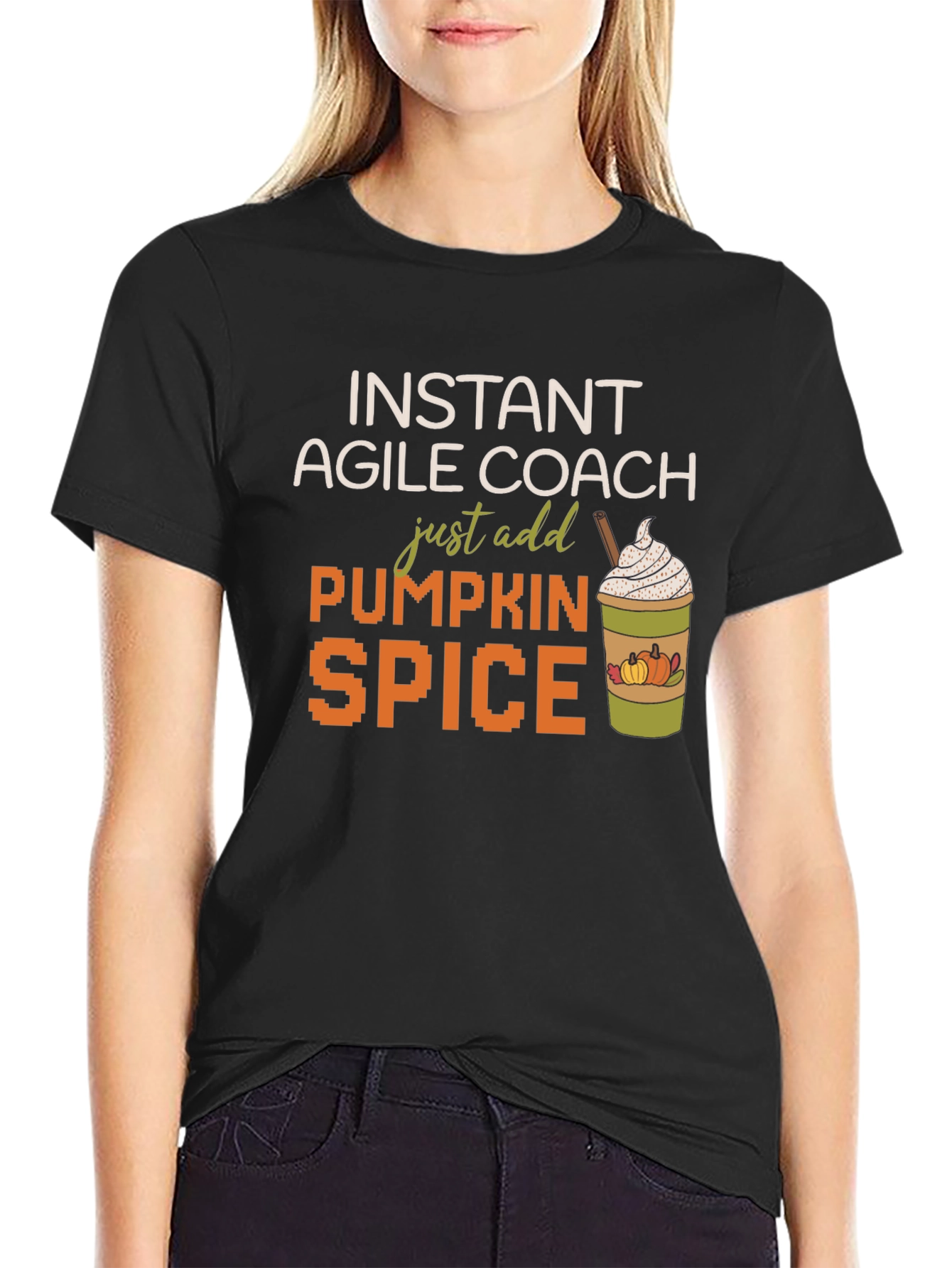 Black Instant Agile Coach Pumpkin Spice T-Shirt view 2