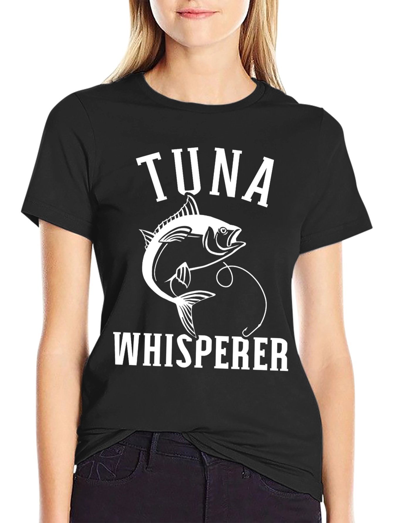 Black Tuna Whisperer Graphic Tee - Black Cotton T-Shirt view 2
