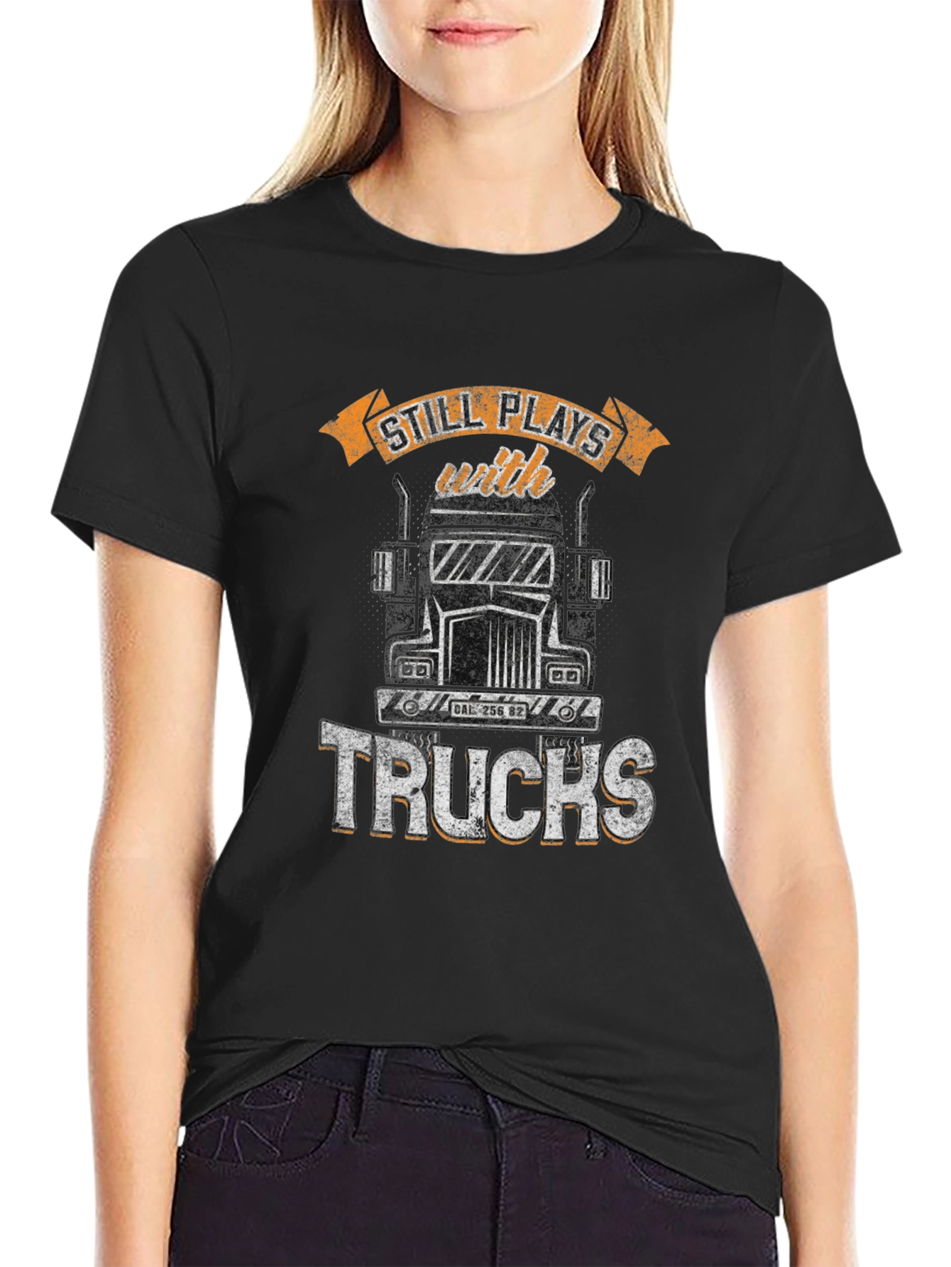 Black Still Plays With Trucks T-Shirt view 2