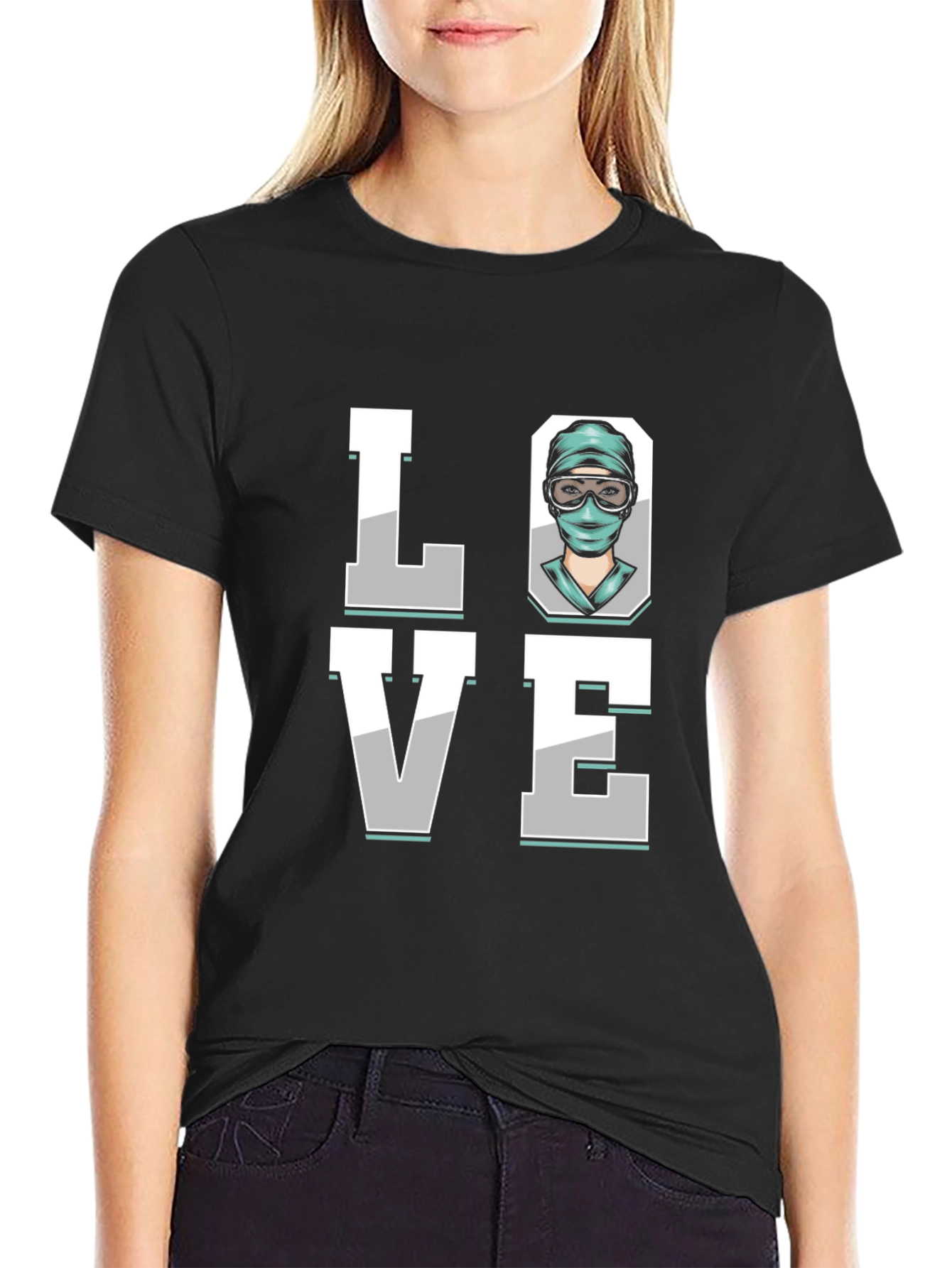 Black Surgeon Love Graphic T-Shirt - Black Cotton Tee view 2