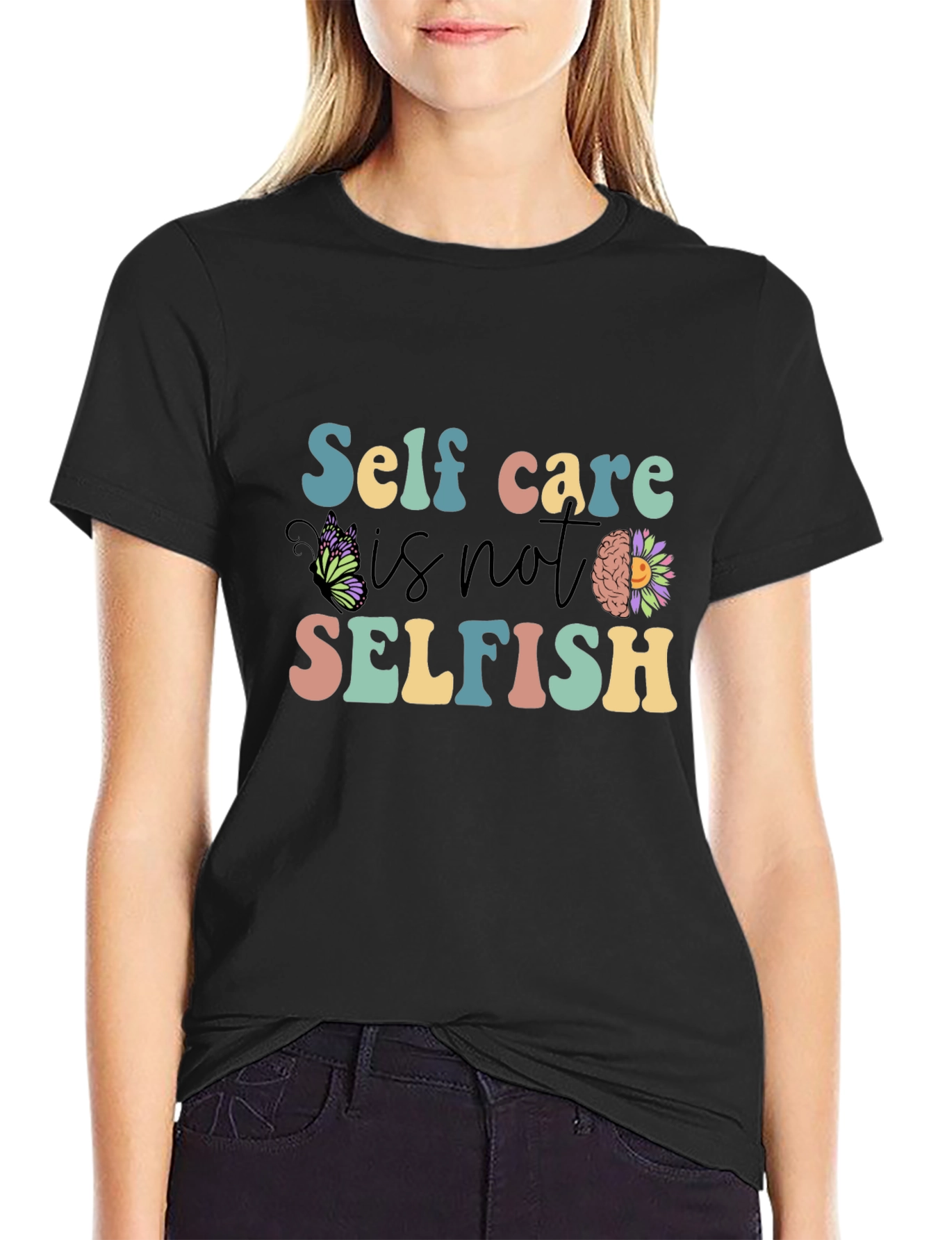Black Self Care is Not Selfish T-Shirt view 2