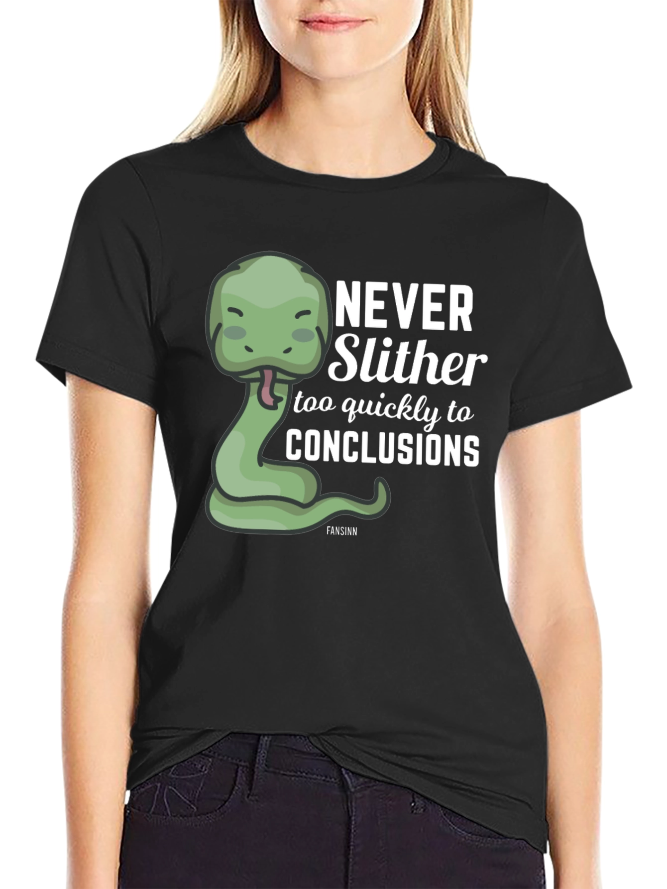 Black Never Slither Funny Graphic T-Shirt view 2