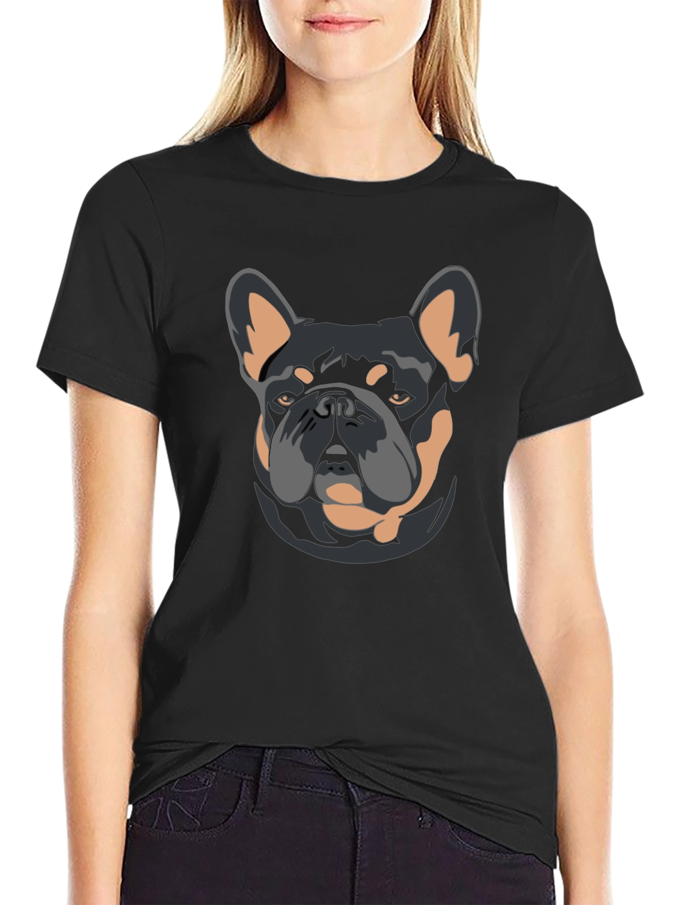 Black Black Dog Graphic T-Shirt - French Bulldog Design view 2