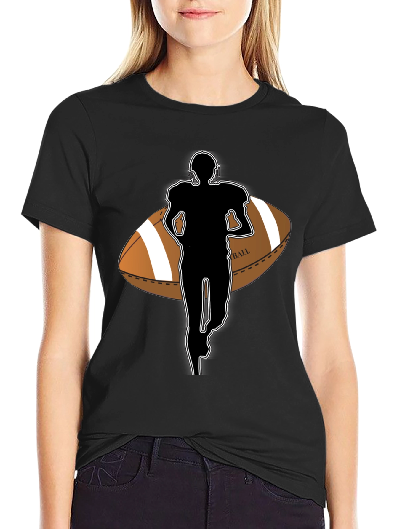 Black Football Player Graphic Tee view 2