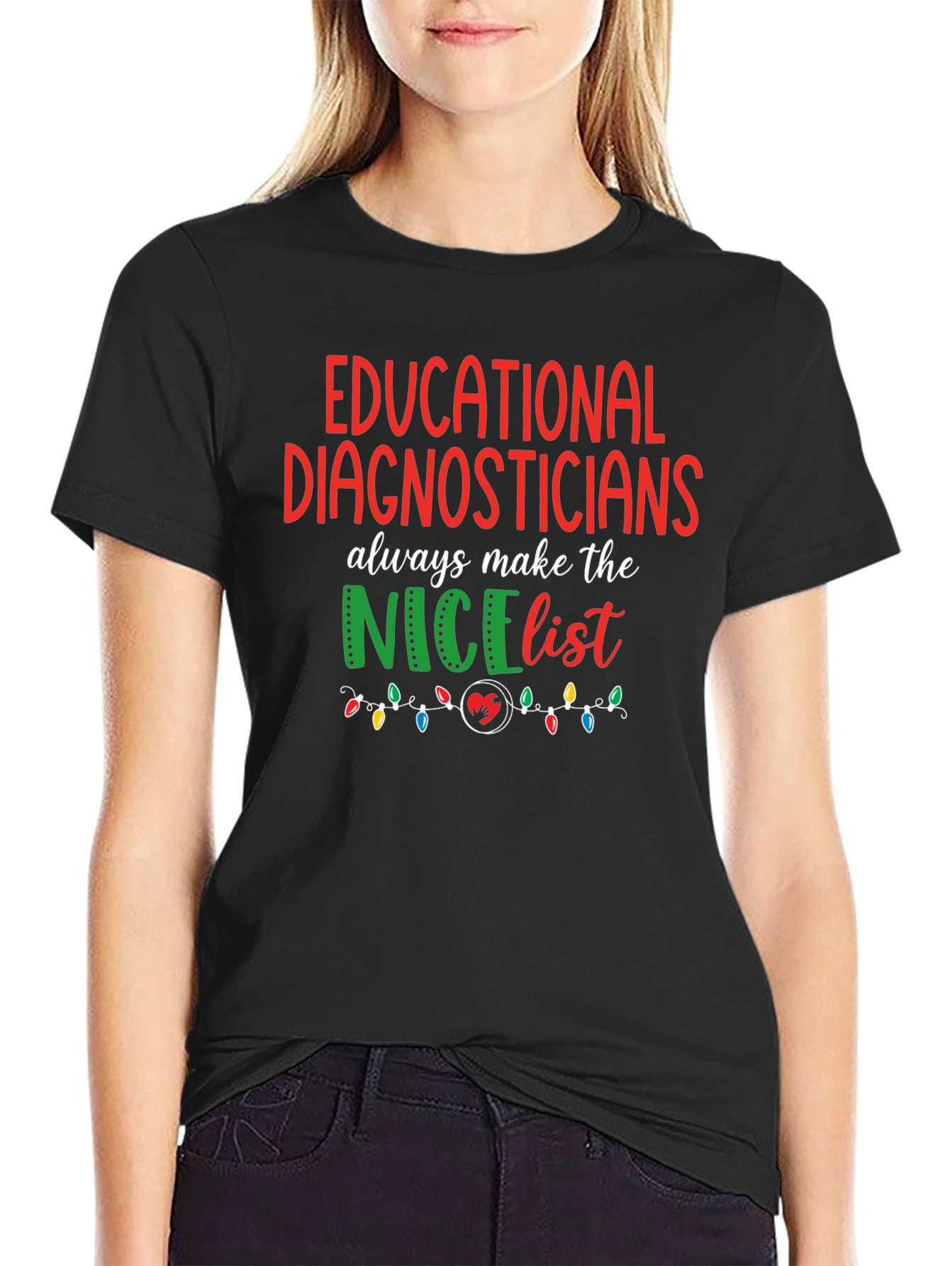 Black Educational Diagnosticians Nice List T-Shirt view 2