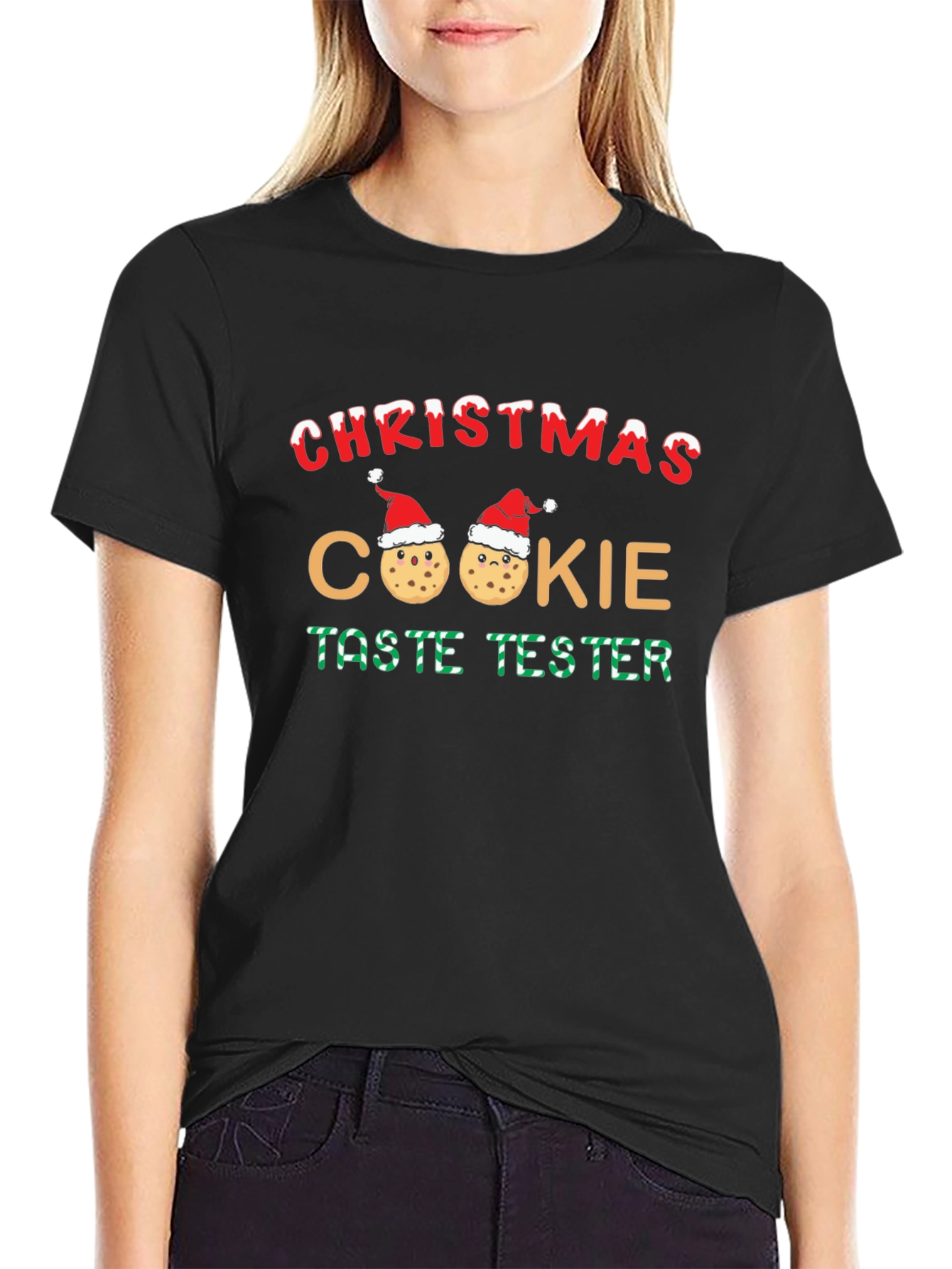 Black Christmas Cookie Taste Tester T-Shirt view 2