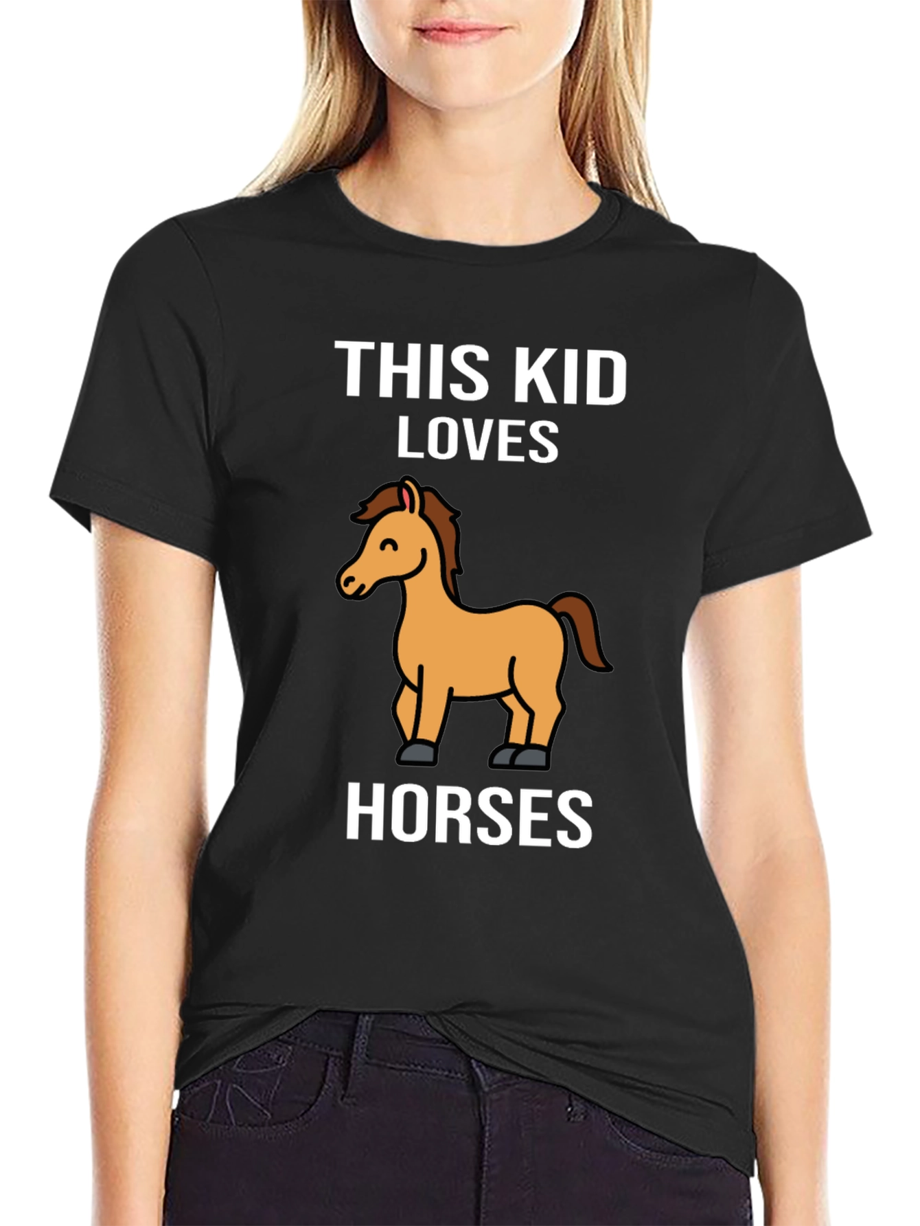 Black This Kid Loves Horses T-Shirt - Black Cotton Tee view 2