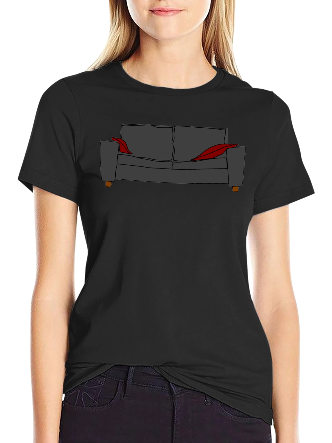 Black Couch Potato Graphic Tee - Relaxed Fit Black T-Shirt view 2