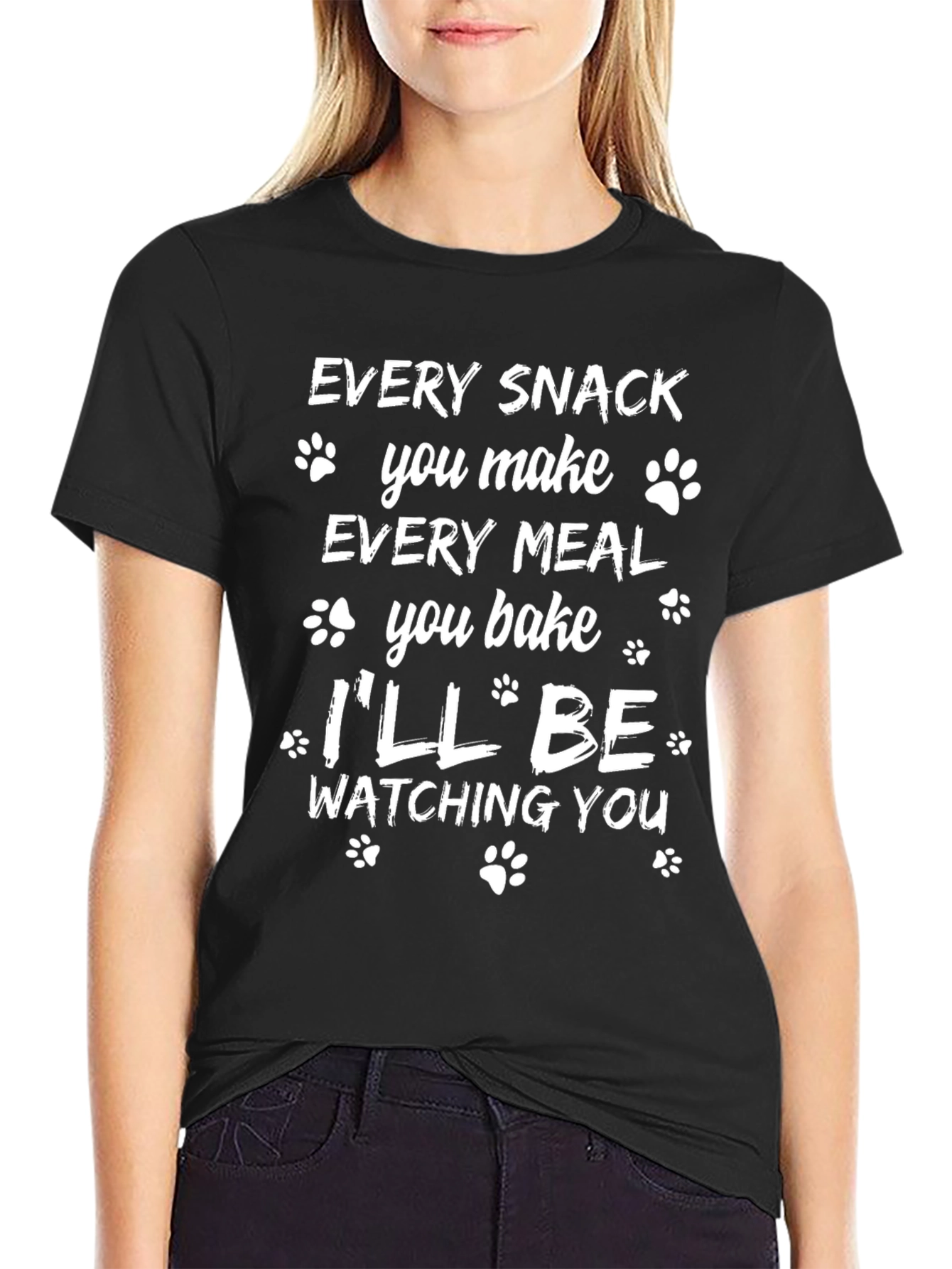 Black Funny Dog Lover T-Shirt - Every Snack You Make view 2