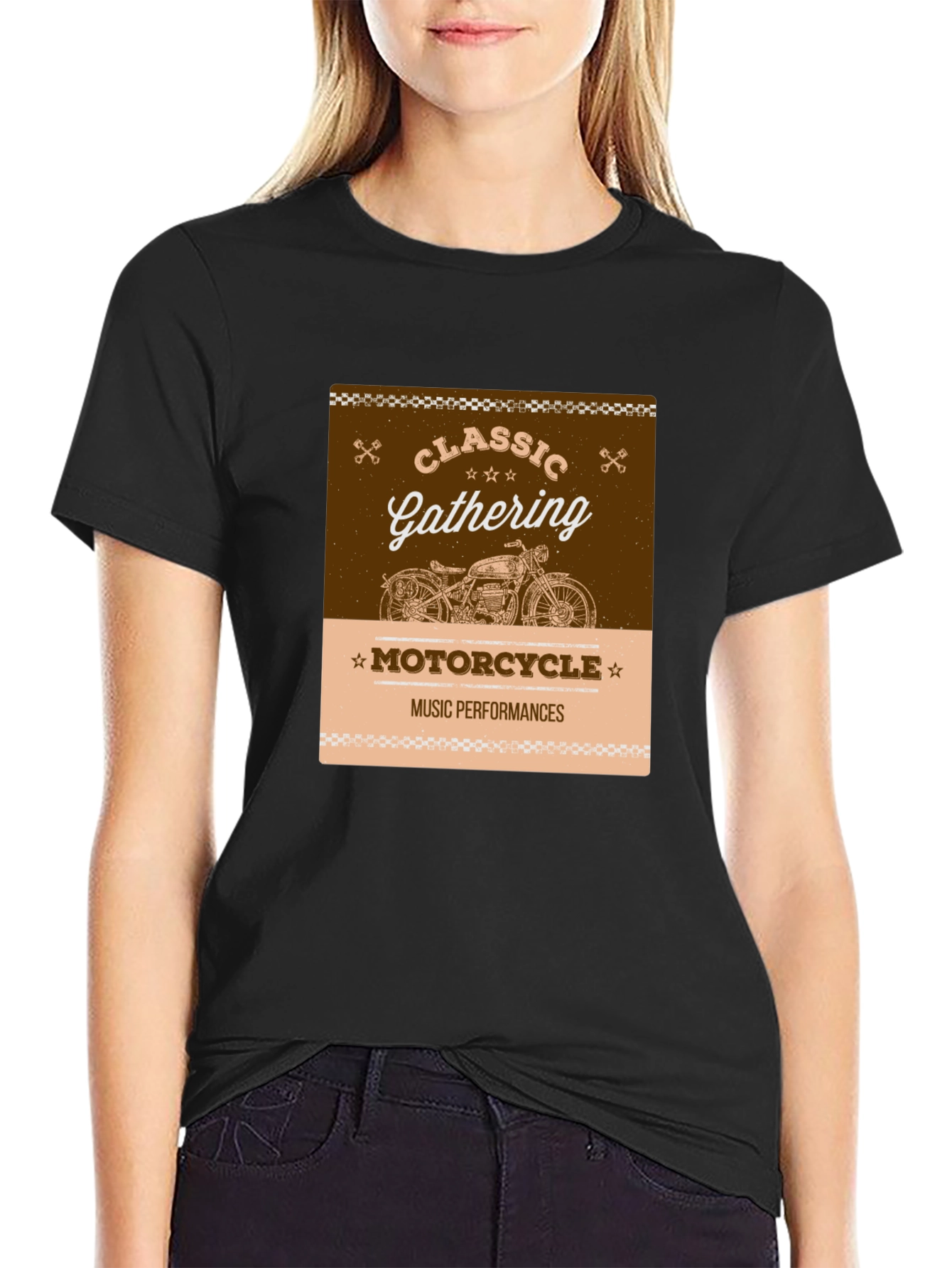 Black Classic Motorcycle Gathering Black T-Shirt view 2