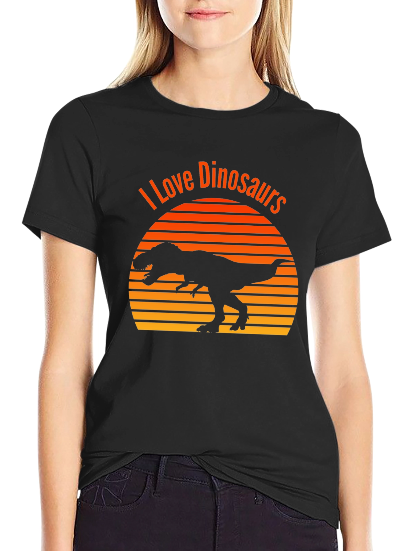 Black I Love Dinosaurs Graphic Tee view 2
