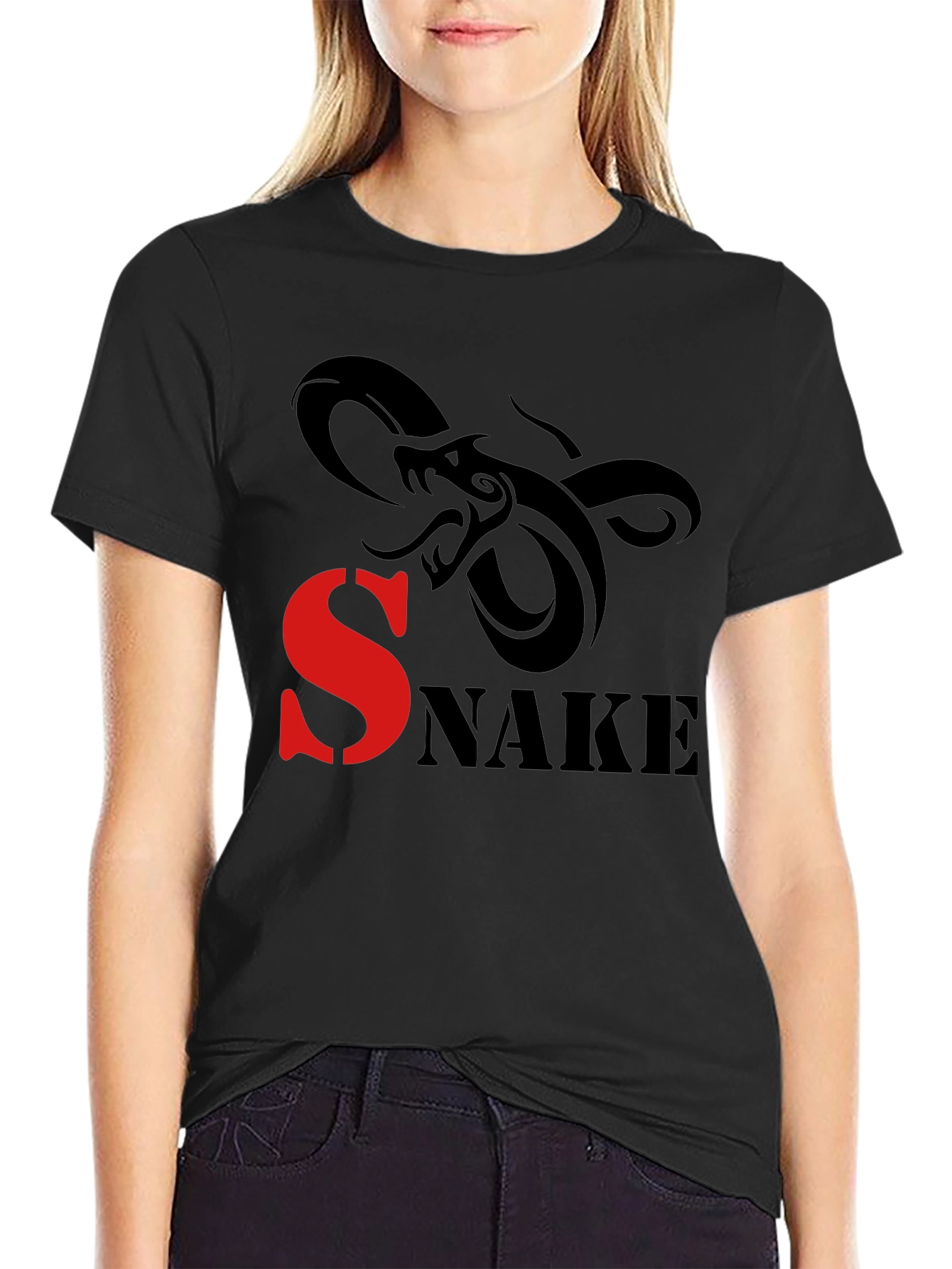 Black Snake Graphic Print T-Shirt view 2