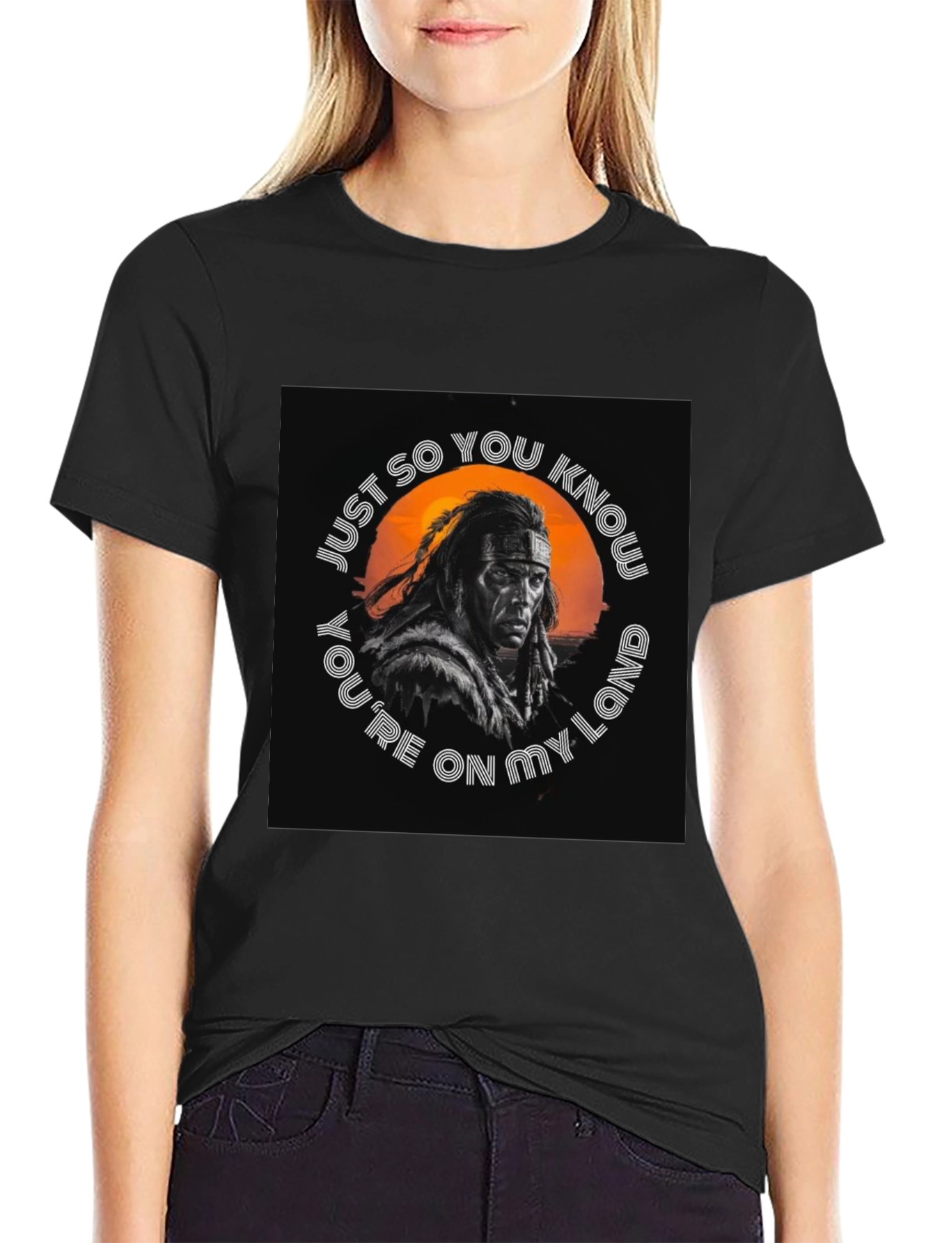 Black Native American Land T-Shirt view 2