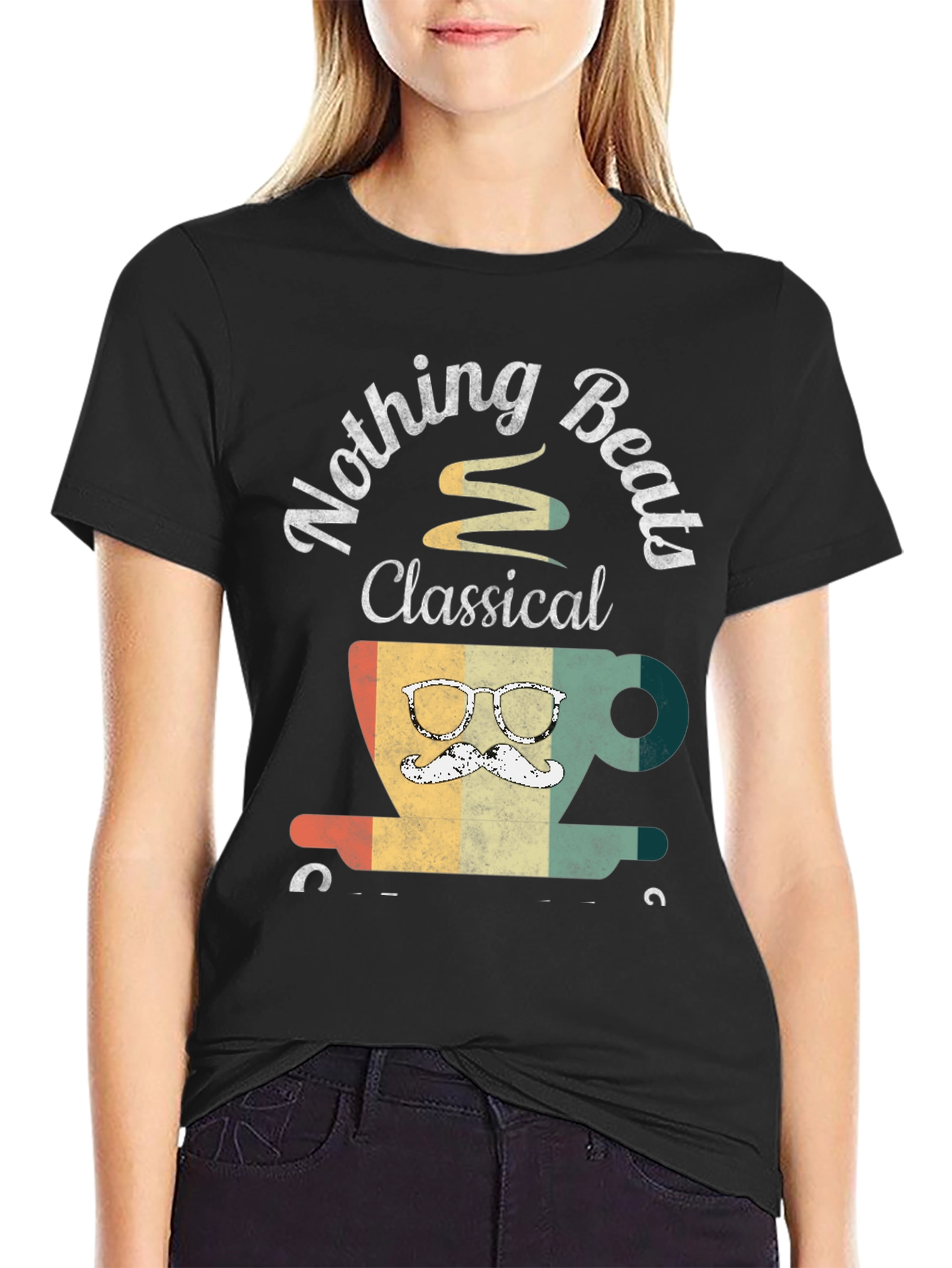 Black Nothing Beats Classical Coffee T-Shirt view 2