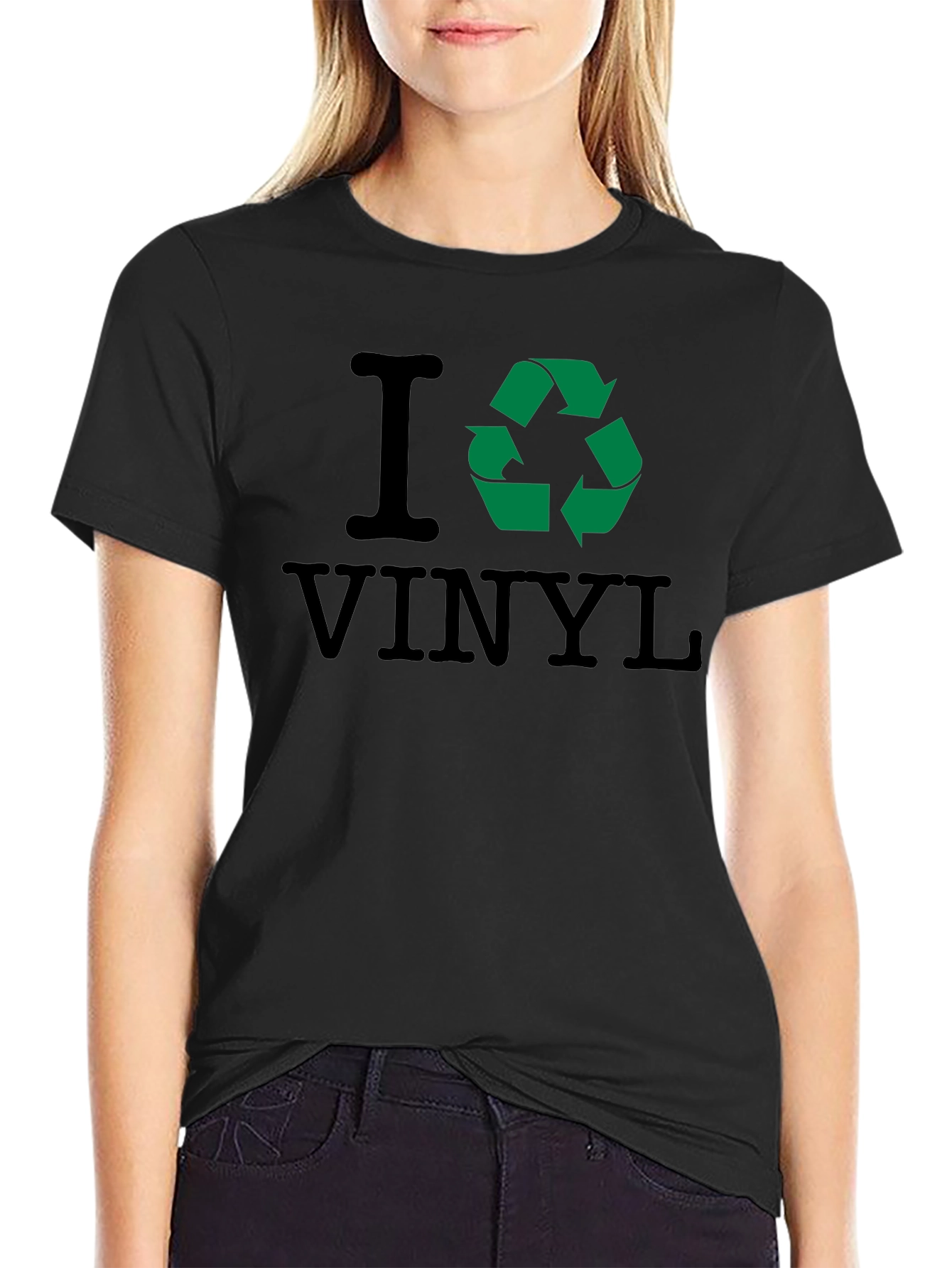Black I Recycle Vinyl T-Shirt view 2