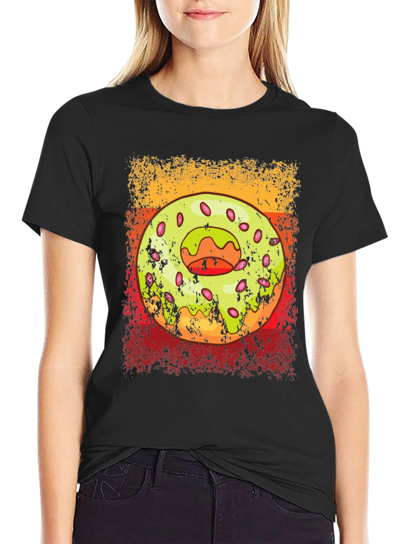 Black Donut Graphic T-Shirt - Trendy Casual Wear view 2