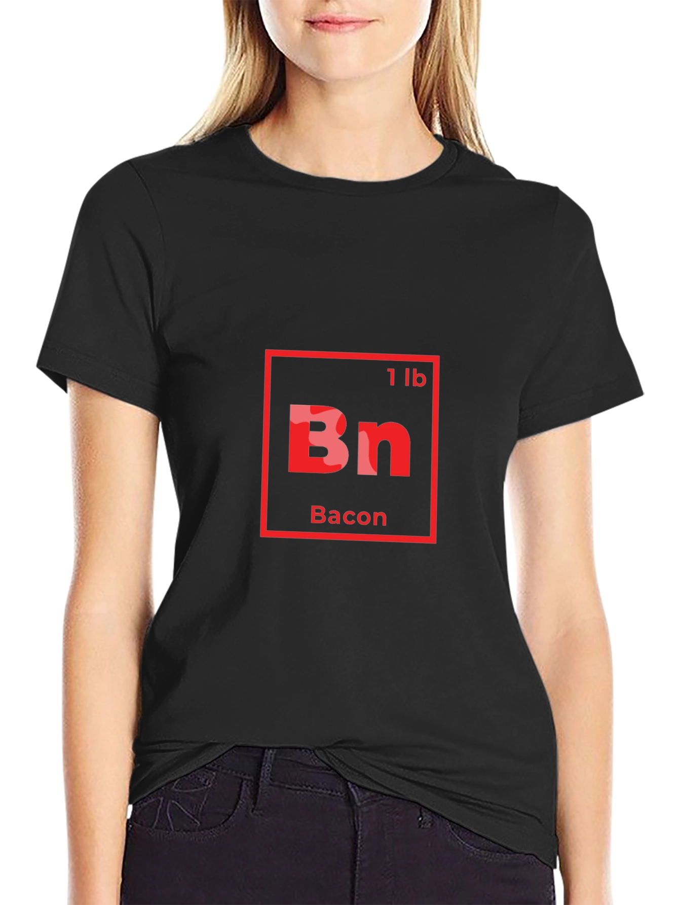 Black Bacon Periodic Table Style Men's Black T-Shirt view 2