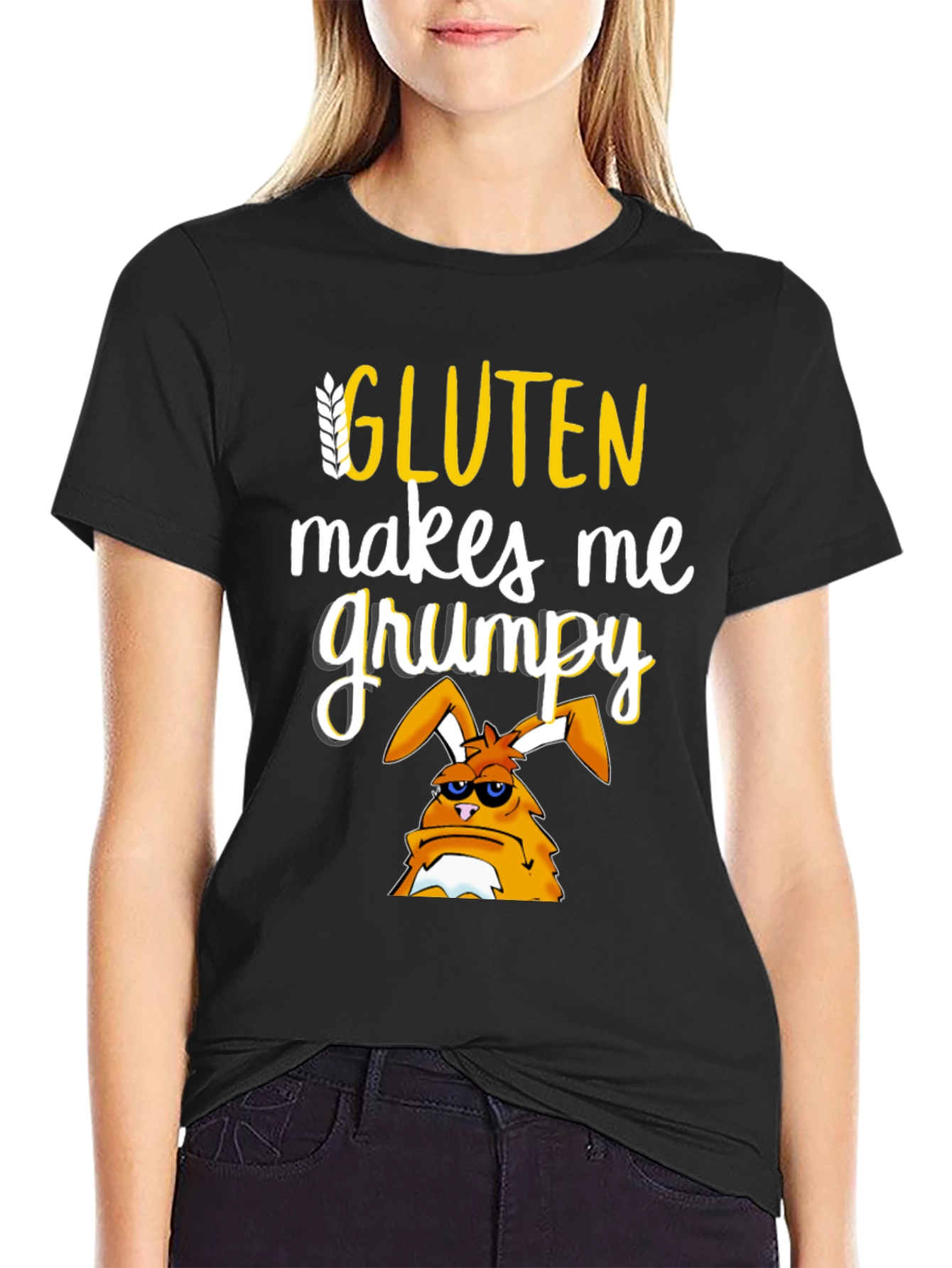 Black Gluten Makes Me Grumpy T-Shirt view 2
