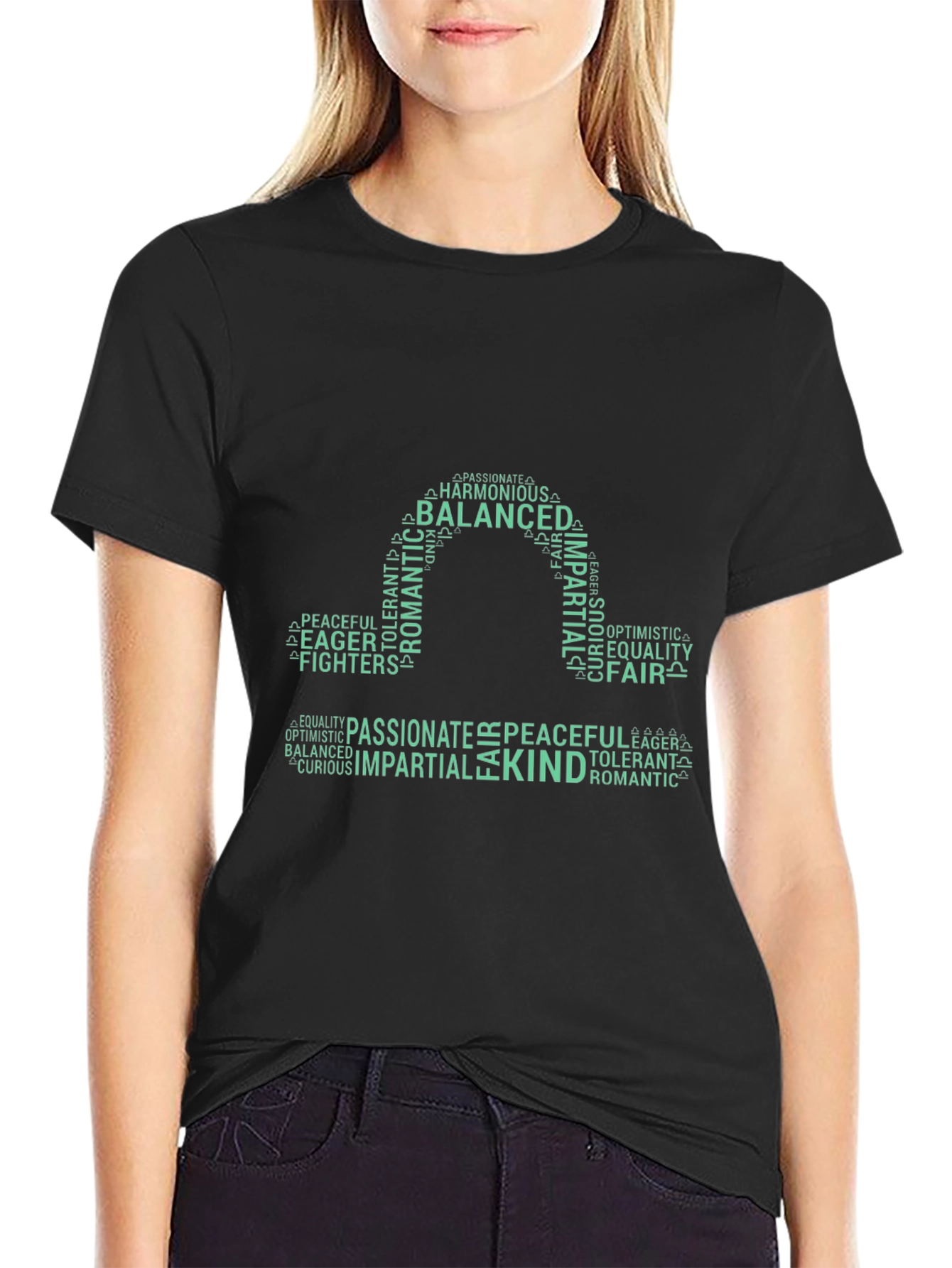 Balanced Libra Word Art Tee - Black - 2