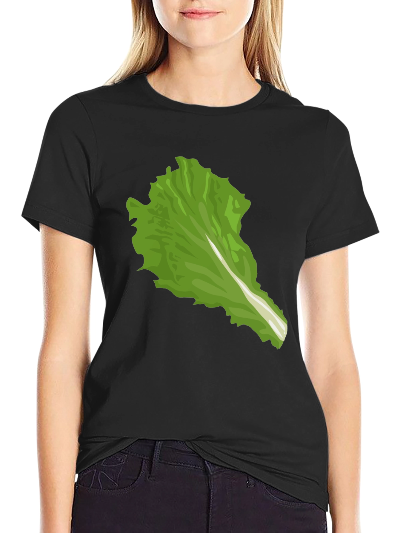 Black Lettuce Leaf Graphic Tee - Unique Food Lover Shirt view 2
