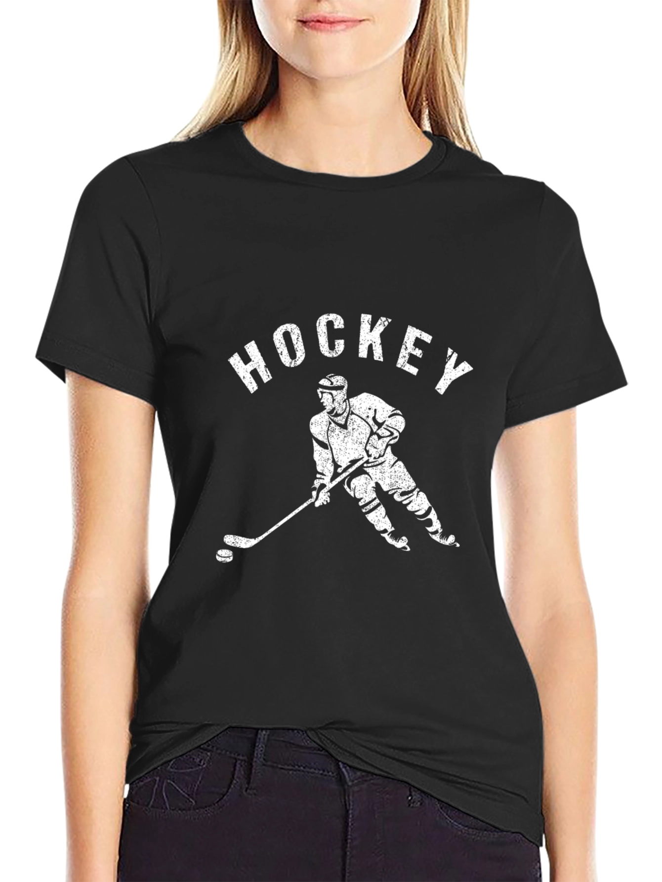 Black Vintage Hockey Graphic T-Shirt view 2