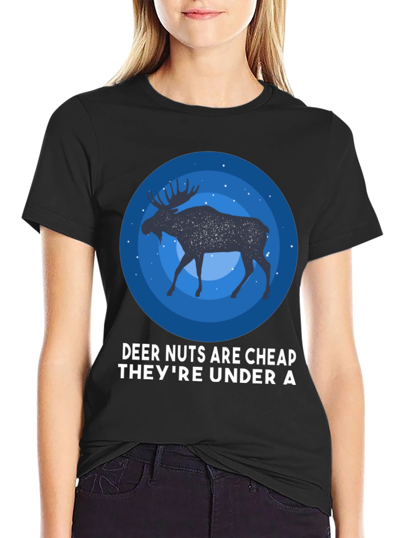 Black Deer Nuts T-Shirt - Funny Graphic Tee for Men view 2