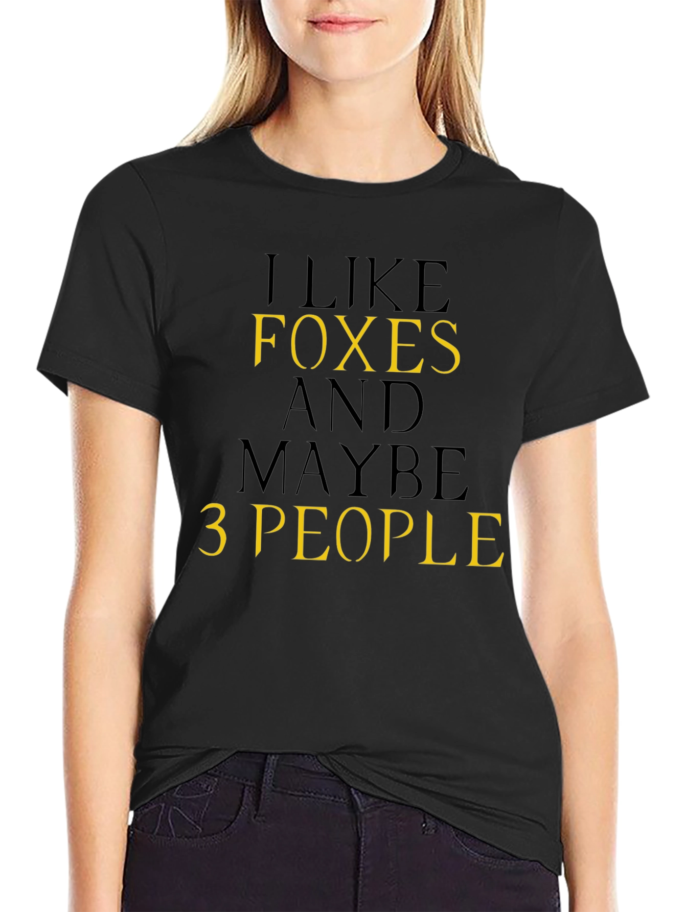 Black I Like Foxes T-Shirt, Funny Sarcastic Tee view 2