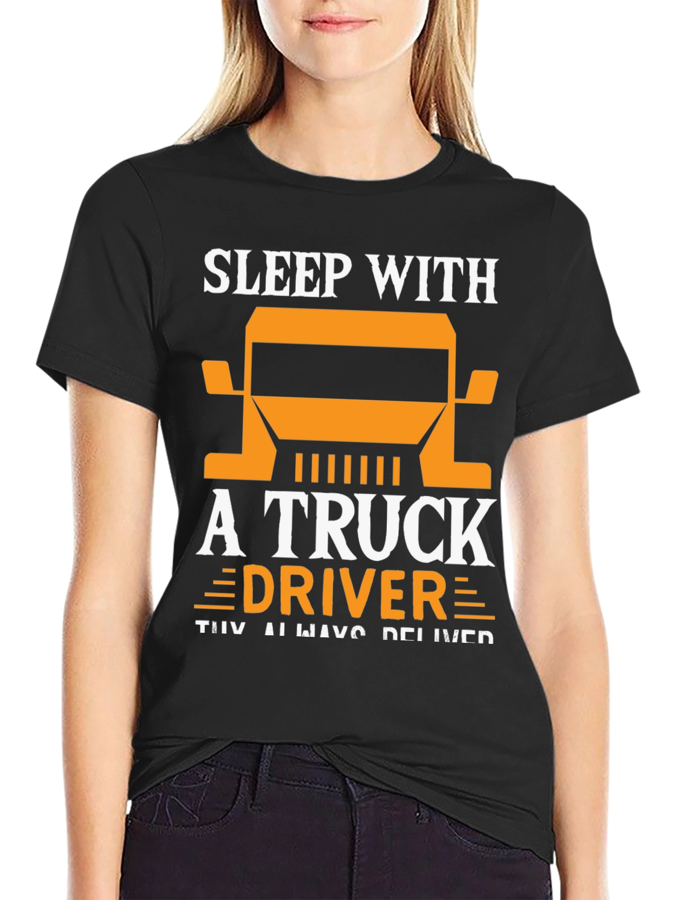 Black Sleep with a Truck Driver T-Shirt view 2