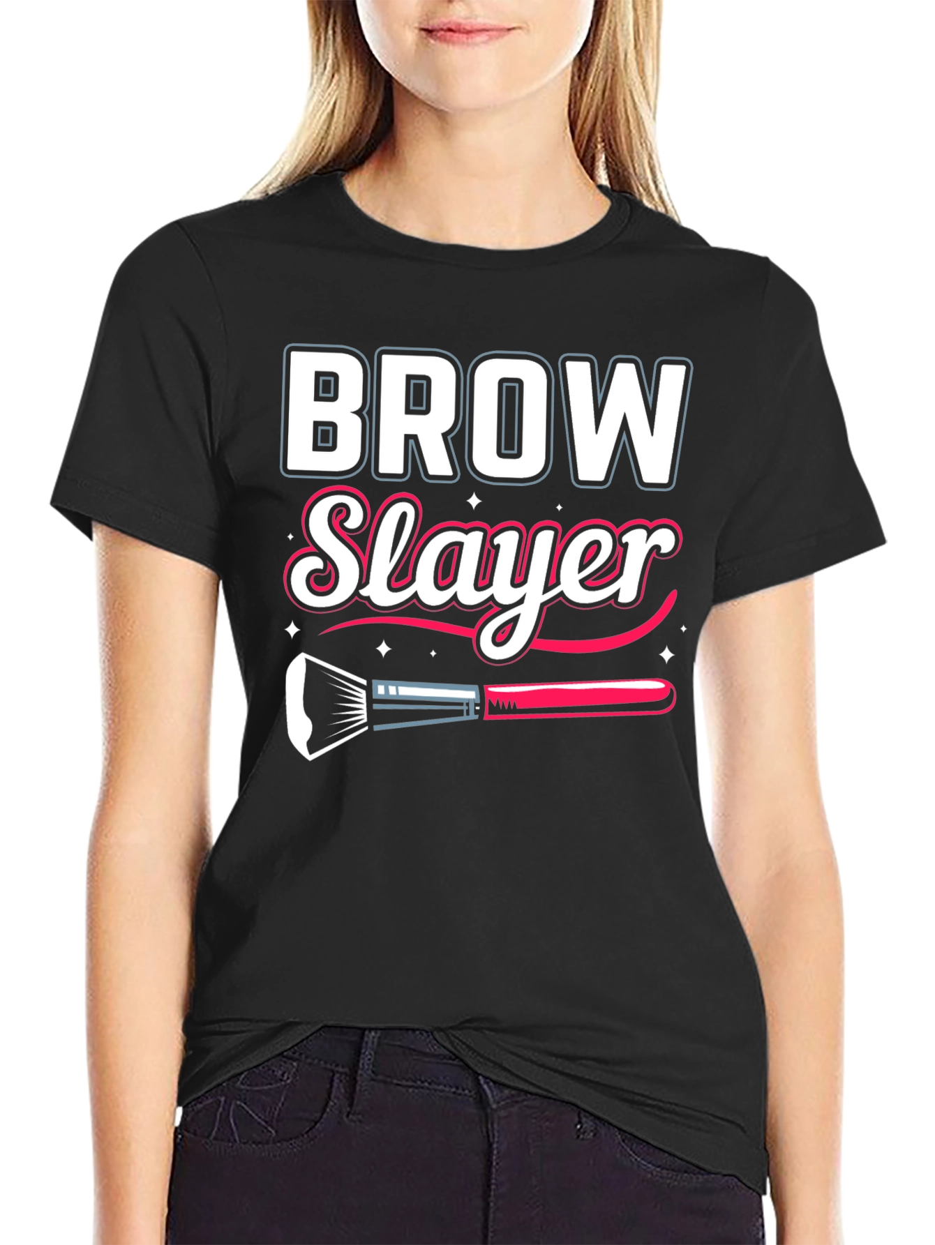 Black Brow Slayer T-Shirt - Makeup Artist Gift view 2