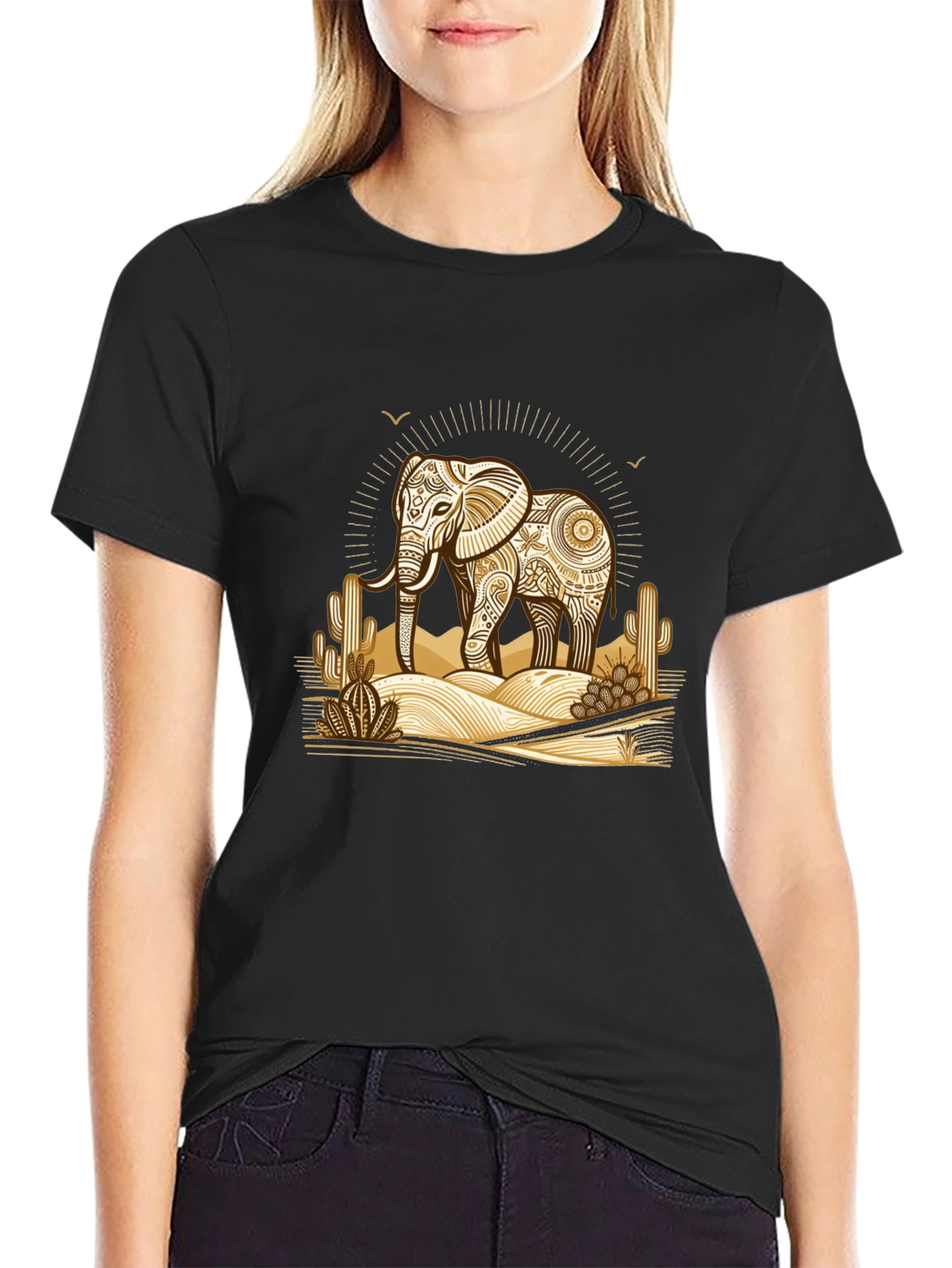 Black Elephant Desert Graphic Tee view 2