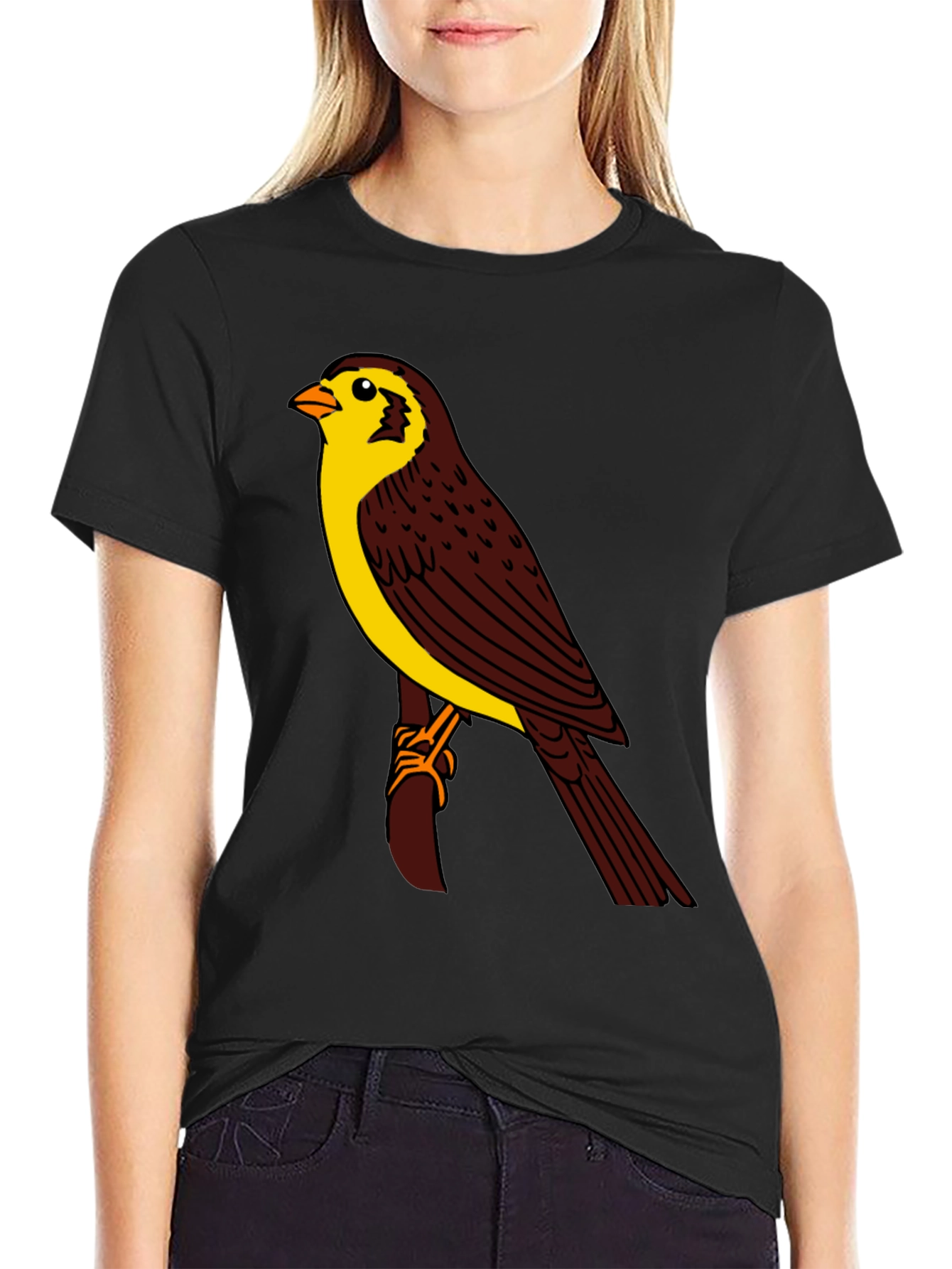Black Bird Graphic T-Shirt - Black Crew Neck view 2