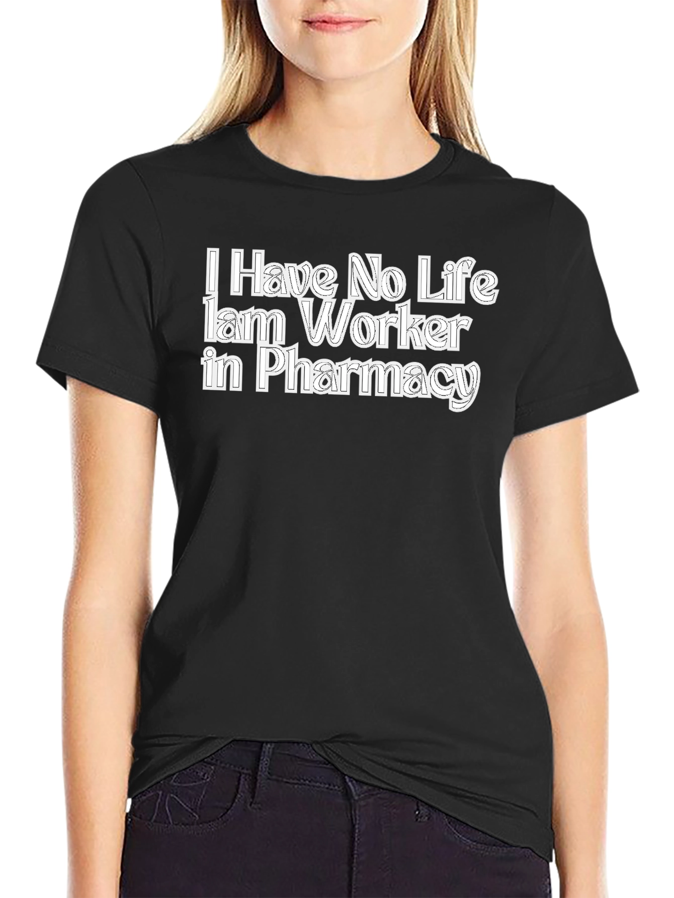 Black Pharmacy Worker T-Shirt Funny No Life Job Tee view 2